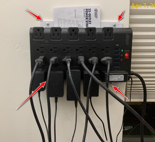 SUPERDANNY Power Strip Surge Protector, 22 AC 6 USB, 2100J, 6.5Ft,1875W/15A | 5A1C, Heavy Duty Extension Cord with Multiple Outlets, Flat Plug Outlet Extender for Home, Office, Dorm, Gaming Room, Black customer photo 1