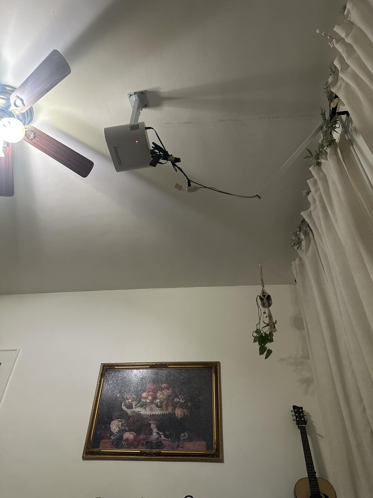 Projector Ceiling/Wall Mount White, Low Profile Universal Projector Holder/Bracket/Hanger Kit with Extendable Arm, Adjustable Height Pole Drop Ceiling Quick Release for Epson Optoma Benq customer photo 2