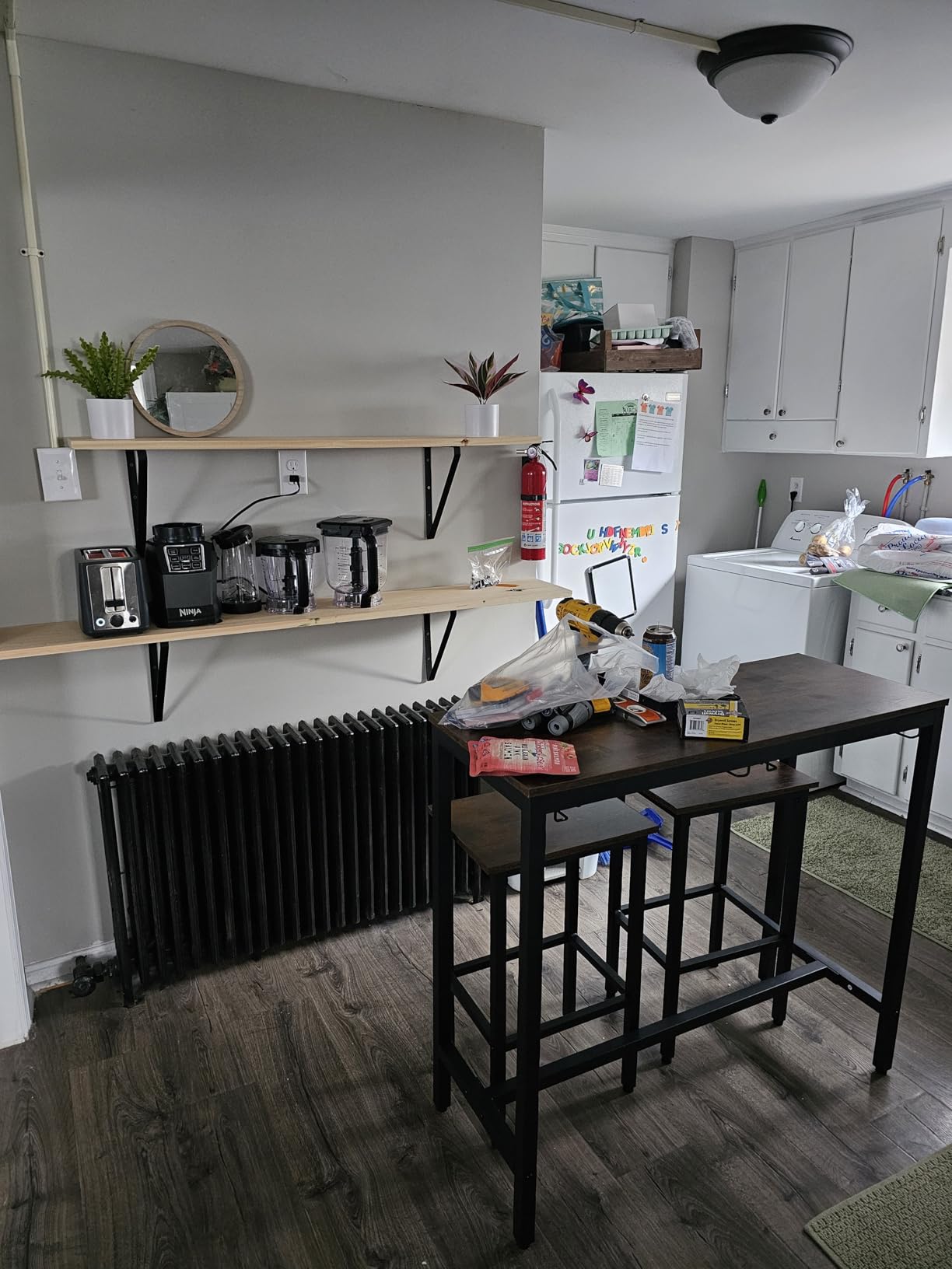 HOOBRO Bar Table Set, Pub Tables Bar Height with Stools Set of 2, Bar Chairs Under Counter Height Table for Small Spaces, Industrial Dining Table Sets for Kitchen, Living Room, Parties BF54BT01 customer photo 1