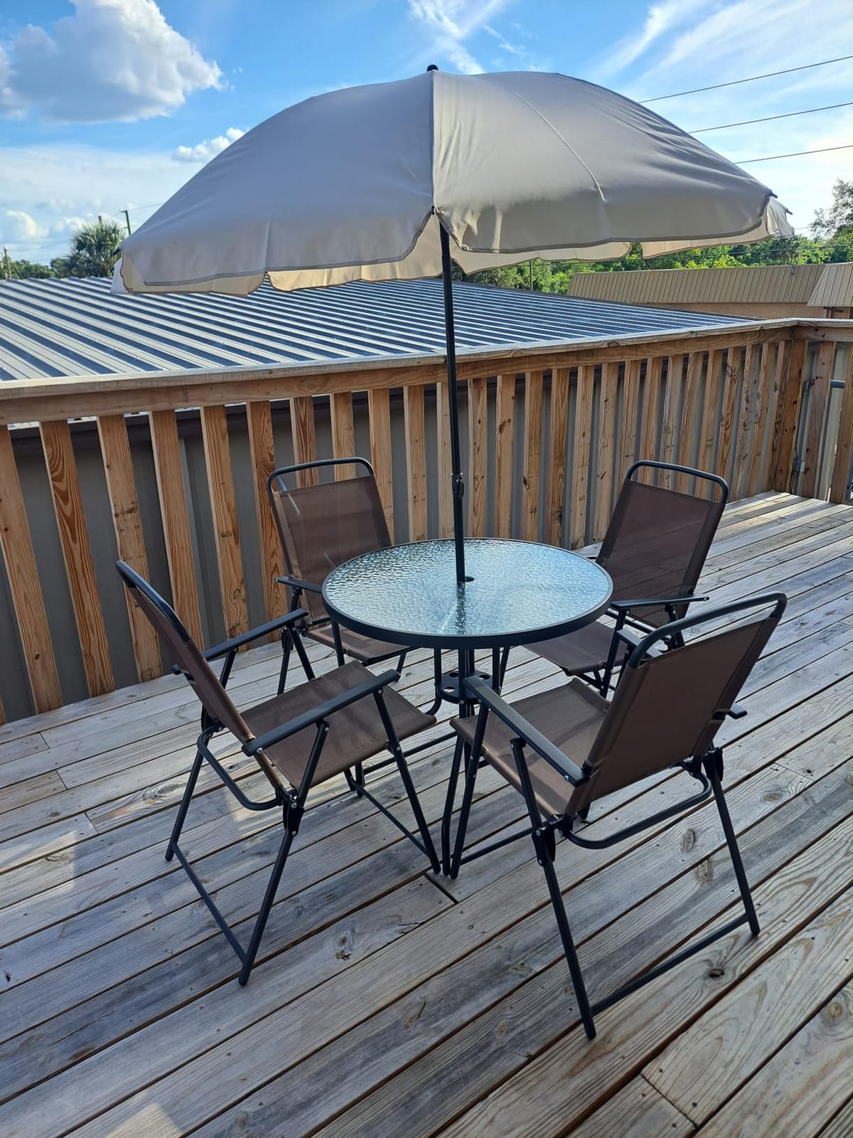 Vongrasig 6 Piece Folding Patio Dining Set,Small Metal Outdoor Garden Patio Table and Chair Set w/Umbrella for Lawn,Deck,Backyard,Black customer photo 1