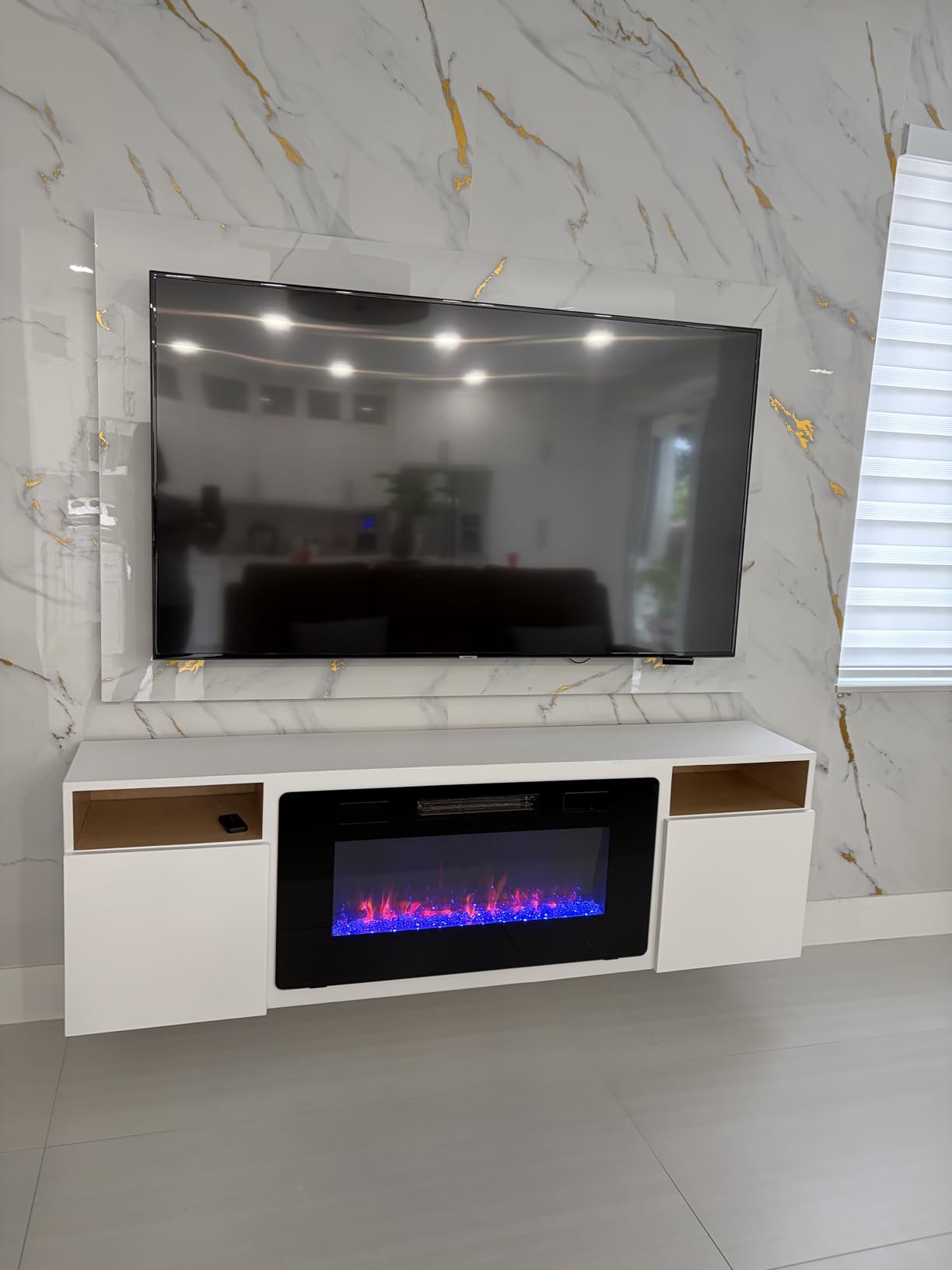 Electactic 36 Inch Electric Fireplace Insert Ultra-Thin - Recessed & Wall-Mounted Fireplace Heater with Thermostat, Adjustable Flame, Remote Control - Linear with Timer, Touch Screen, 750/1500W customer photo 1