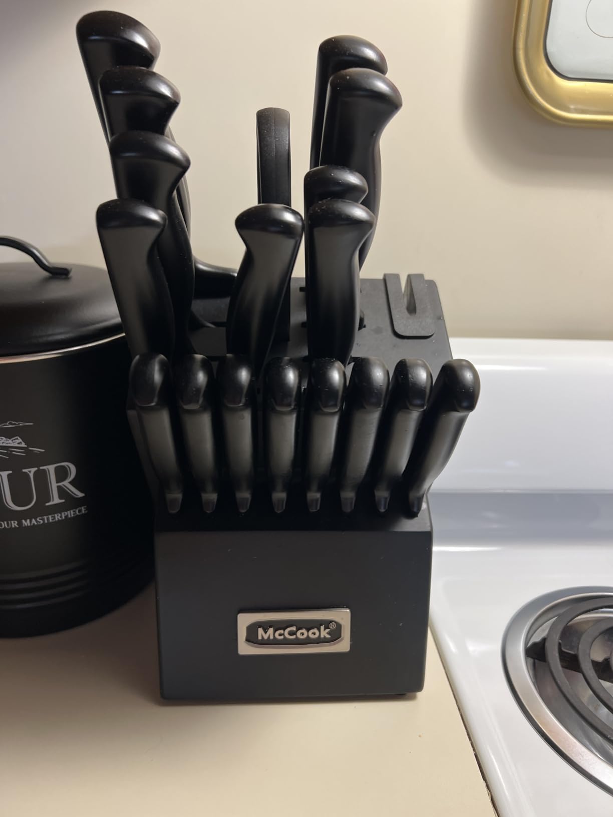 McCook Knife Set Kitchen Steel Knife Block Set w Built-in Sharpener customer photo 1