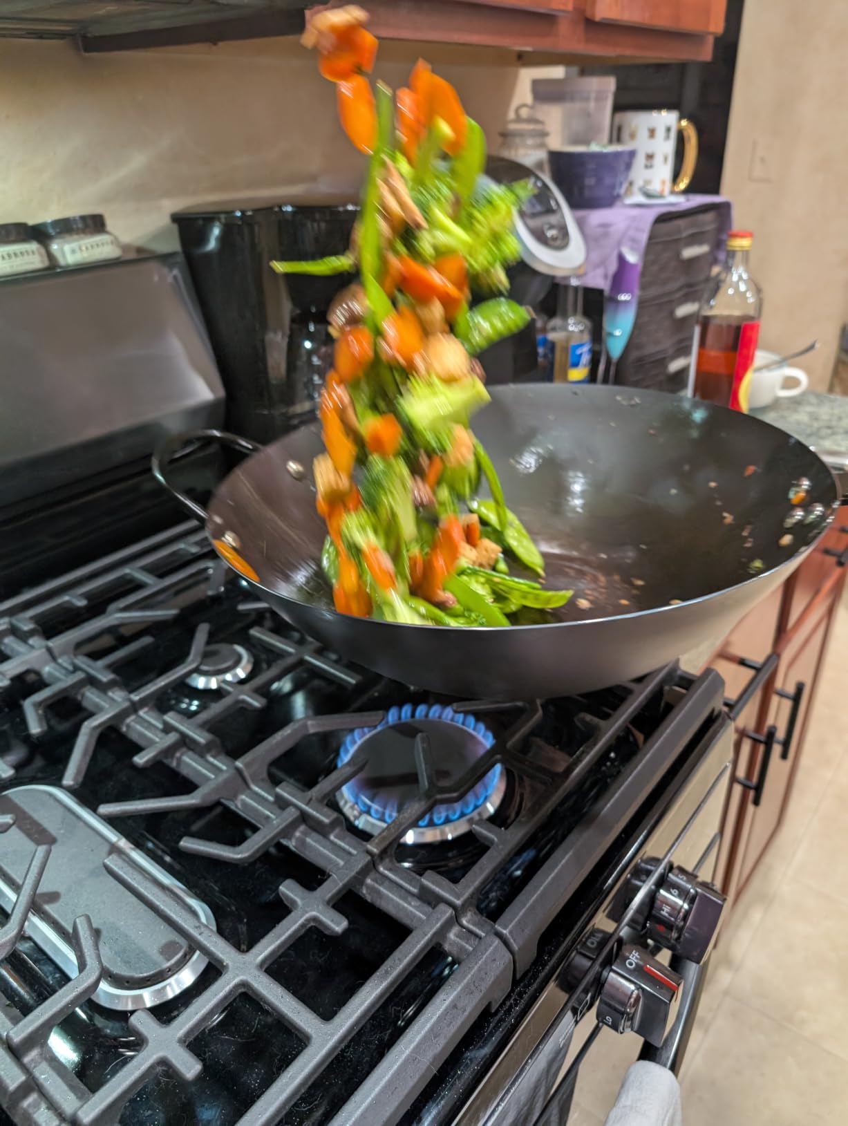 Babish 14 Inch Carbon Steel Wok Pan, Flat Bottom Stir Fry Pan, Induction customer photo 2