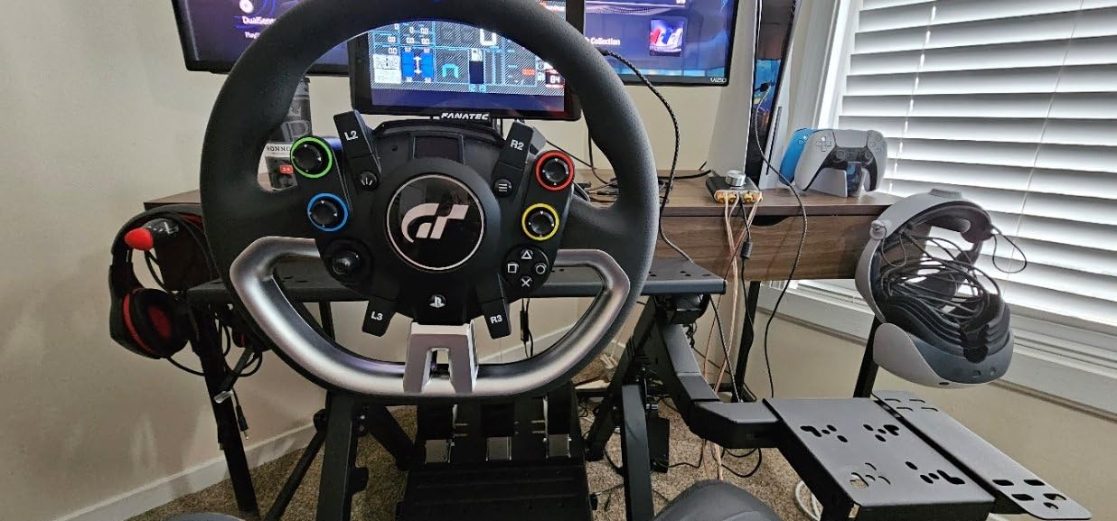 Next Level Racing Wheel Stand 2.0. Steering wheel stand for Thrustmaster, Fanatec, moza Racing on PC and video game consoles. Upgradeable to full cockpit with GTSeat add-on (not included) customer photo 2