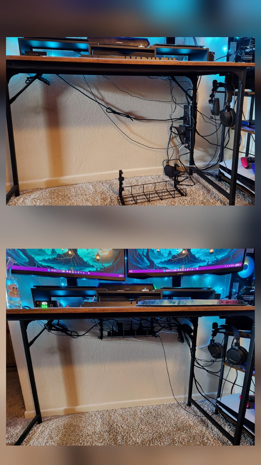 Under Desk Cable Management Tray No Drill Steel Tray Black customer photo 1