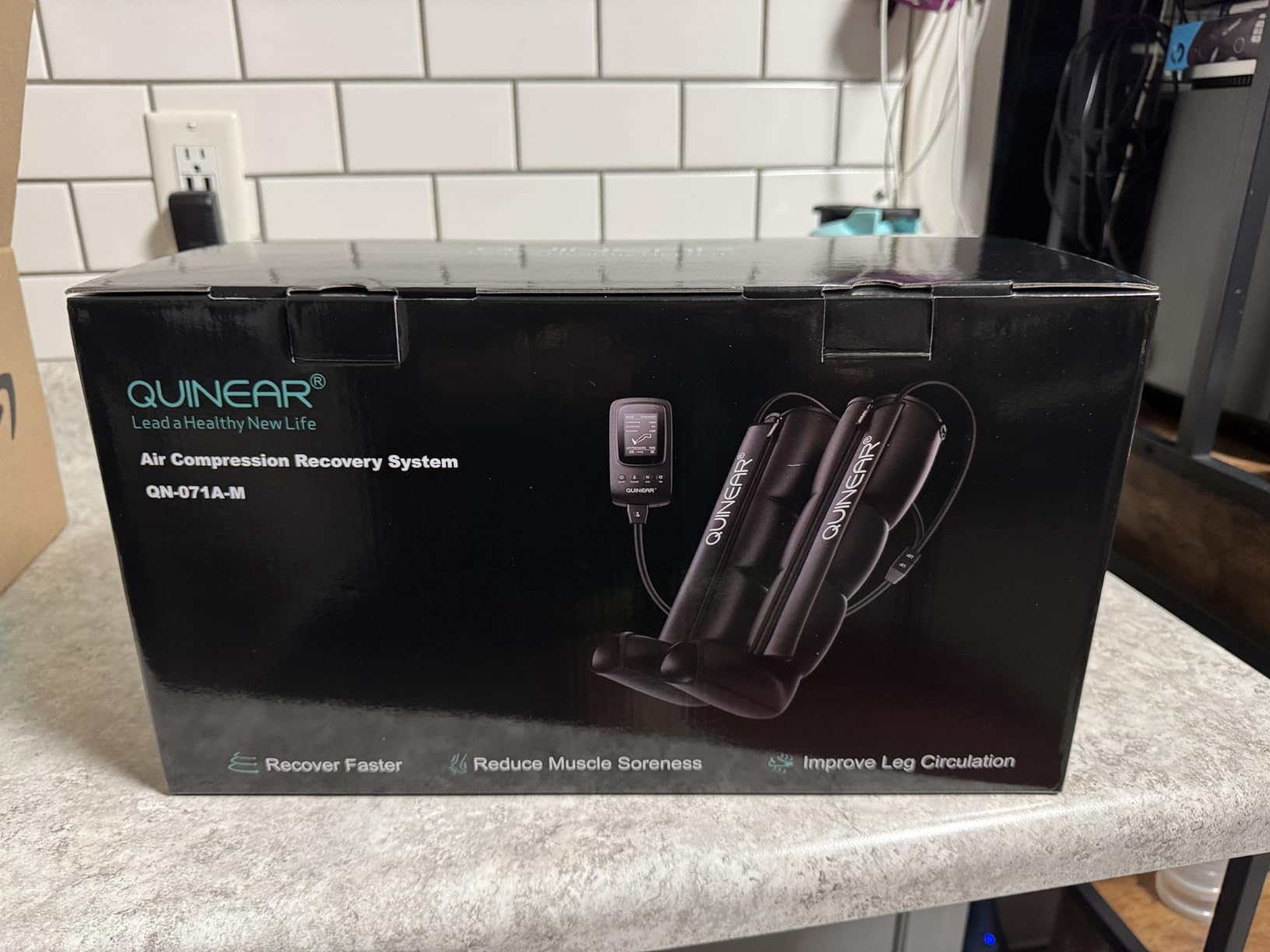 QUINEAR Leg Recovery Compression System for Athlete Post Workout, Professional Sequential Device for Massage Therapy, Foot and Leg Recovery Boots, Improve Circulation Reduce Muscle Soreness (Medium) customer photo 1