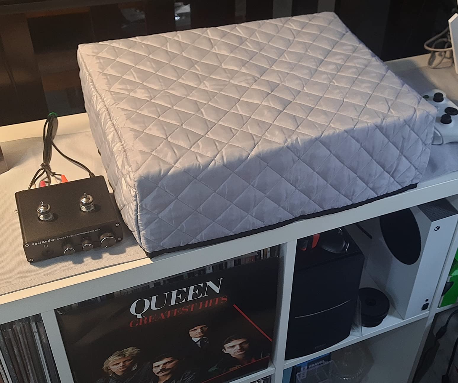 Double Quilted Turntable Dust Cover – Fits Technics SL-1200/1210, Pioneer PLX-1000, Reloop – Protective Fabric Record Player Cover customer photo 2
