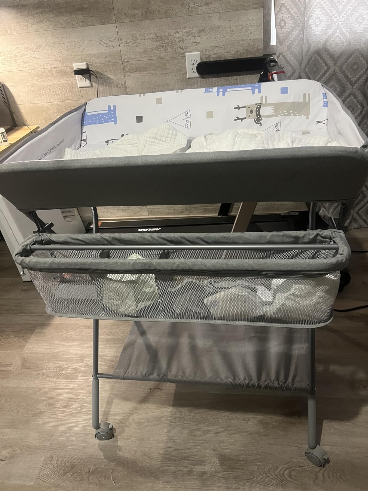 Baby Changing Table with Wheels, Maydolly Portable Adjustable Height Folding Diaper Station with Nursery Organizer & Storage Rack for Newborn Baby and Infant (Light Grey) customer photo 1