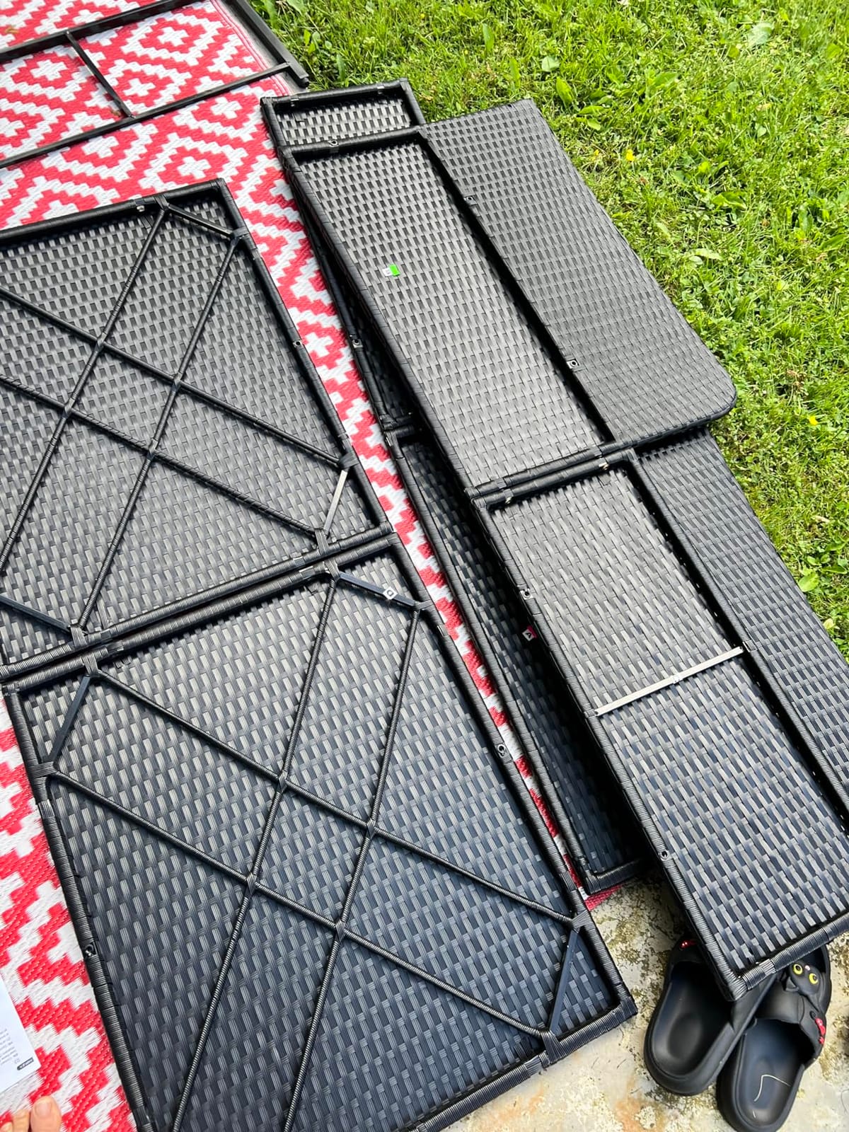 HAPPYGRILL Outdoor Rattan Daybed, Patio Sunbed Sofa Set with Cushion & Pillows, Sturdy Aluminum Foot, Wicker Patio Furniture Double Bed Lounger for Garden Porch Poolside customer photo 2