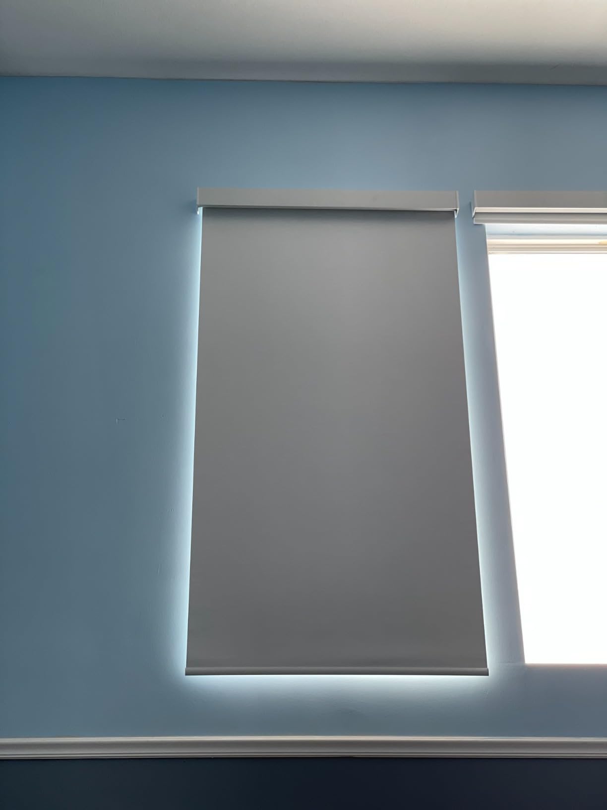Motorized Roller Shades, 100% Blackout, Gentle White customer photo 2