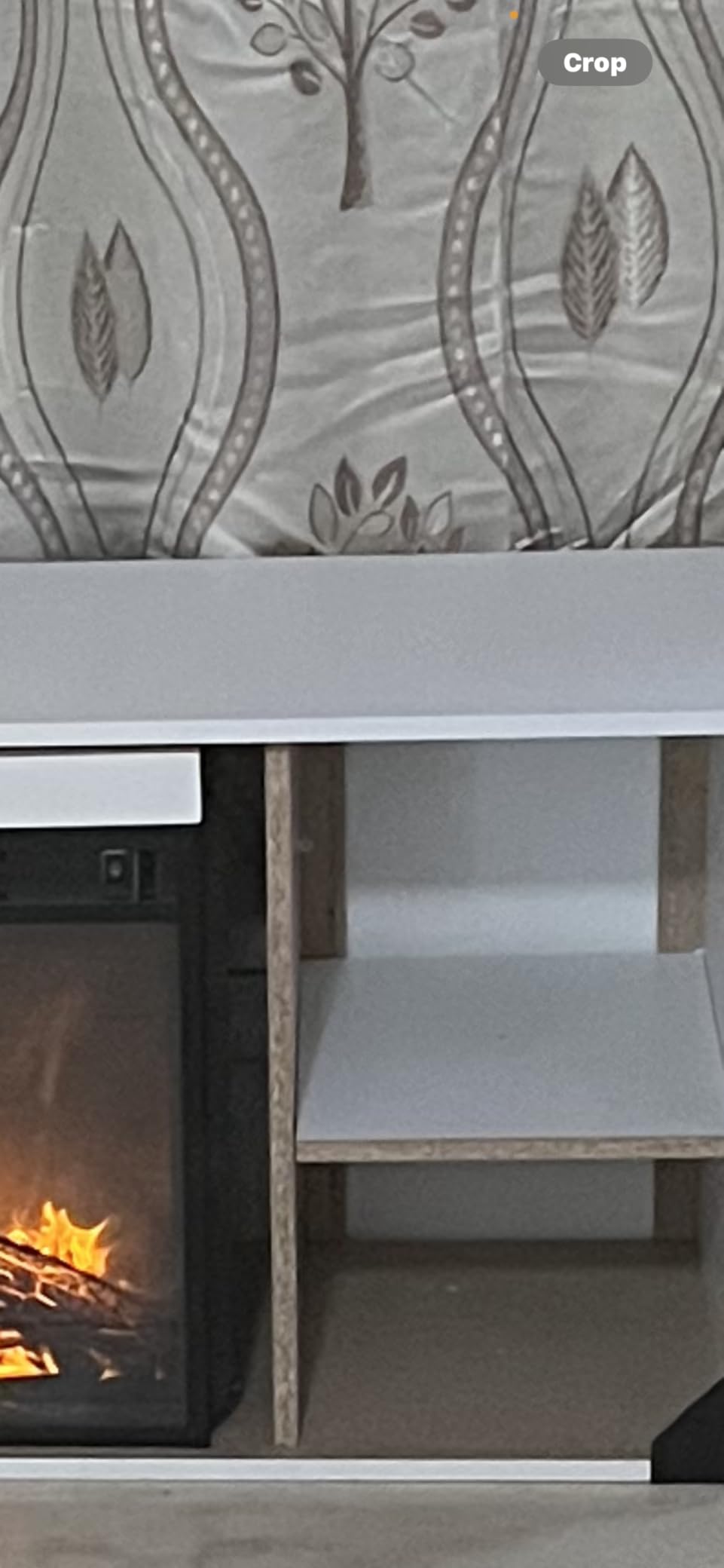Furinno Jensen Entertainment Center Stand with Fireplace for TV up to 55 Inch, Corded Electric, White customer photo 2