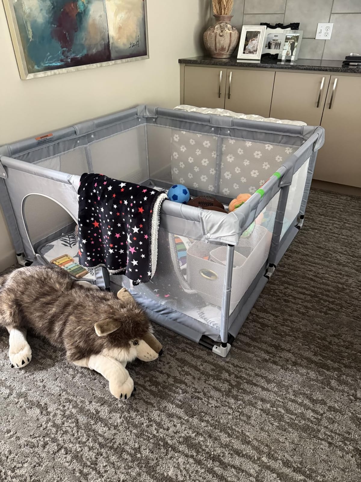 Fodoss Baby Playpen, 47×47in Playpen for Babies and Toddlers with Door customer photo 1