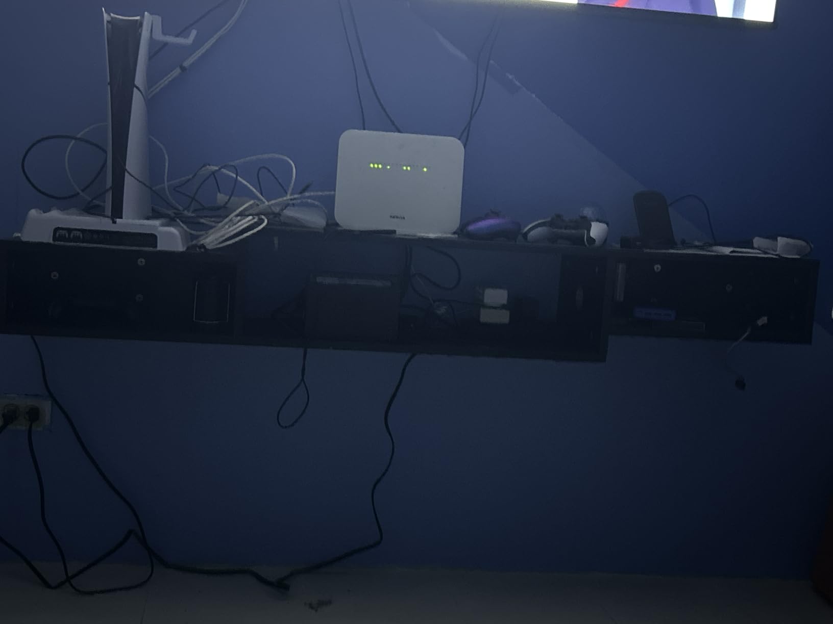 59 Inch Floating TV Stand with LED Light & Power Outlet, Black customer photo 2