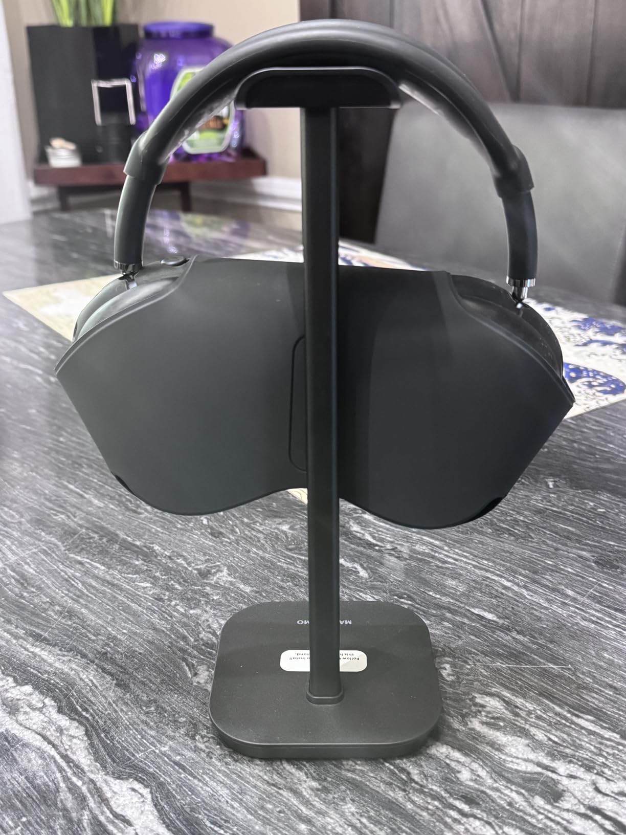 Headphone Stand, Desktop Headset Holder Heavy Base Desk Earphone Stand Aluminum Gaming Headset Hanger Rack Compatible with AirPods Max, AirPods Pro, Sony, Beats, Bose, Razer (White) customer photo 2