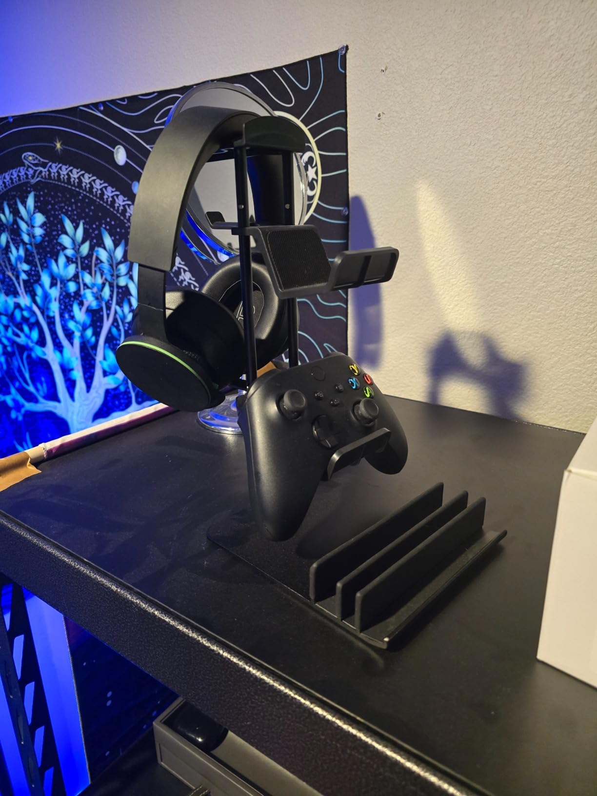 KDD Headphone Stand, Controller Holder & Headset Holder for Desk, Earphone Stand with Aluminum Supporting Bar, Universal Storage Organizer Headphones/Controller/Switch/Mobile Phone customer photo 1