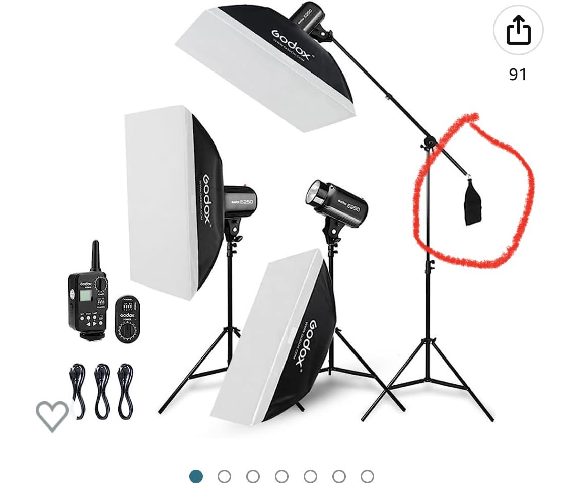 Godox 750W Professional Studio Strobe Flash Light Kit, 3-Light Godox Strobe Lighting Kit for Photography, 3x250W 5600K Monolights with Strobe Trigger, Softbox, Light Stands, Boom Arm customer photo 1