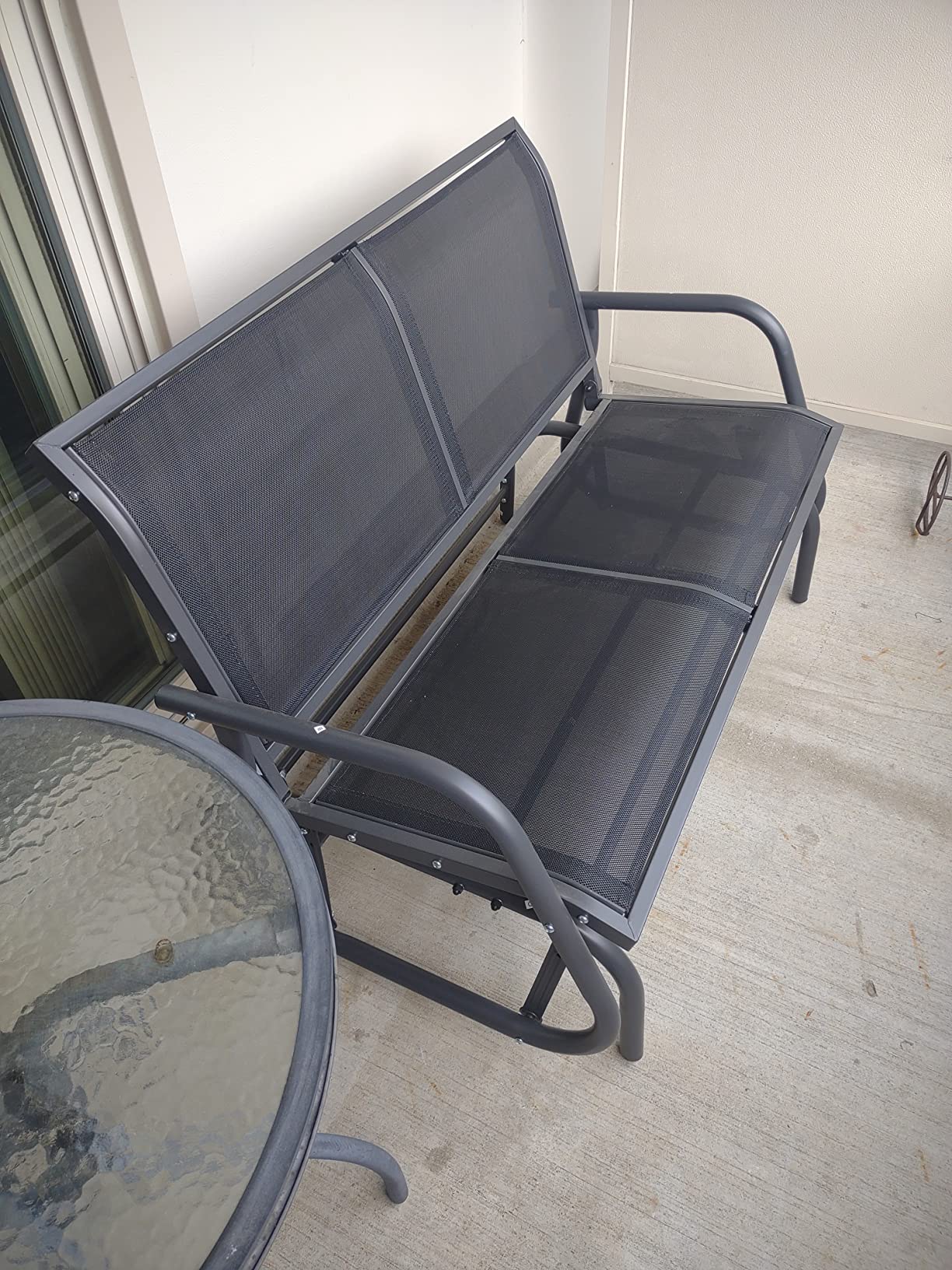 KROFEM Outdoor Glider Bench, Glider Bench for Outside Patio, Black customer photo 1