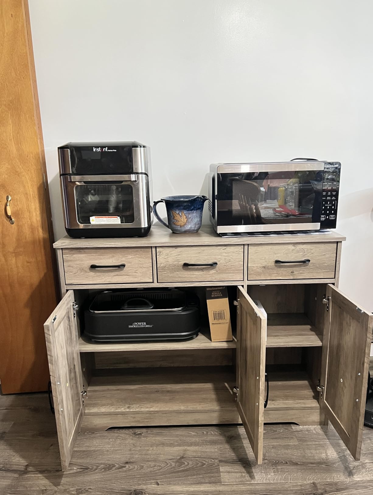 HOSTACK Kitchen Buffet Cabinet with Storage, Sideboard Coffee Bar, White customer photo 1