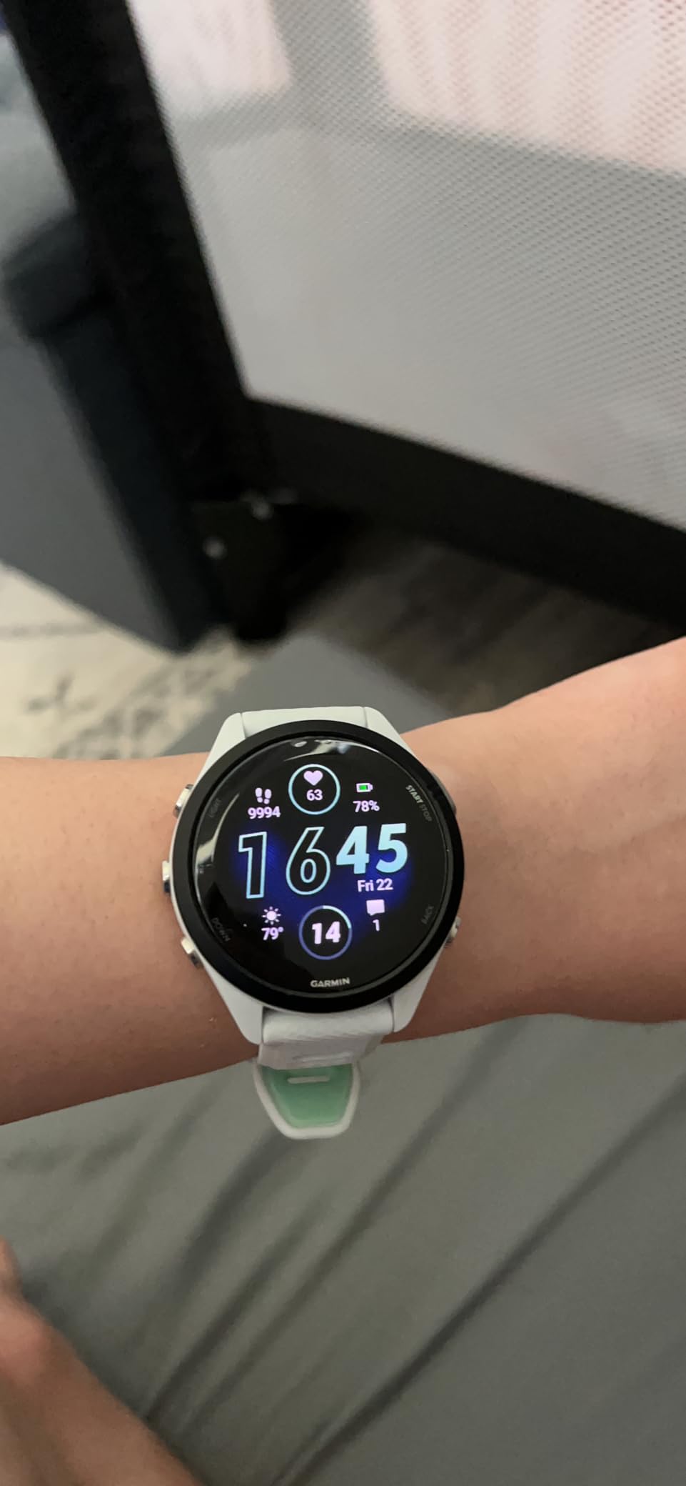 Garmin Forerunner® 265, Running Smartwatch, 46mm, Black/Powder Gray | Advanced Training Metrics & Recovery Insights, Music On Your Wrist, Garmin Coach, Daily Suggested Workouts customer photo 1