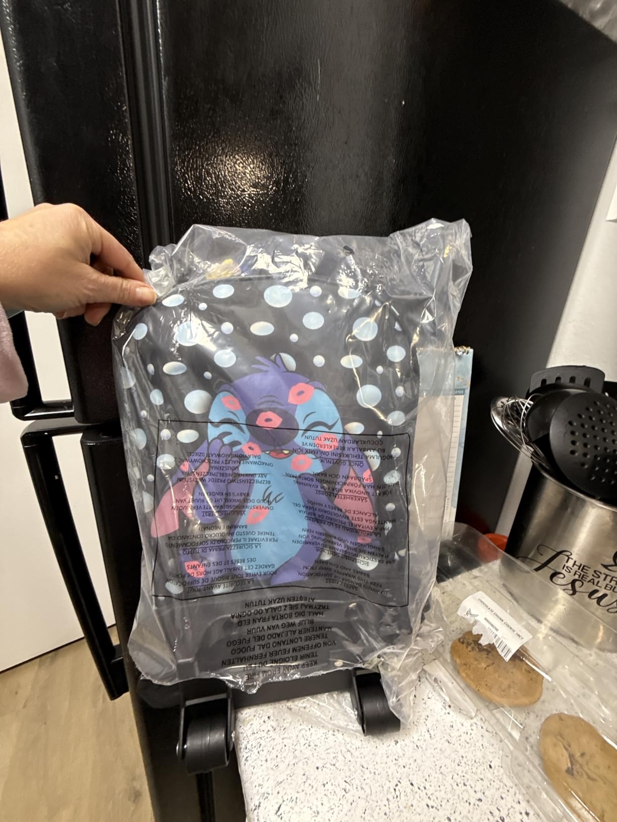 Disney Kids Rolling Luggage 16.0×11.6 in, 16‑L Carry‑On Suitcase with Wheels, Foldable Lightweight Travel Bag, Gifts for Kids (Black Stitch) customer photo 2