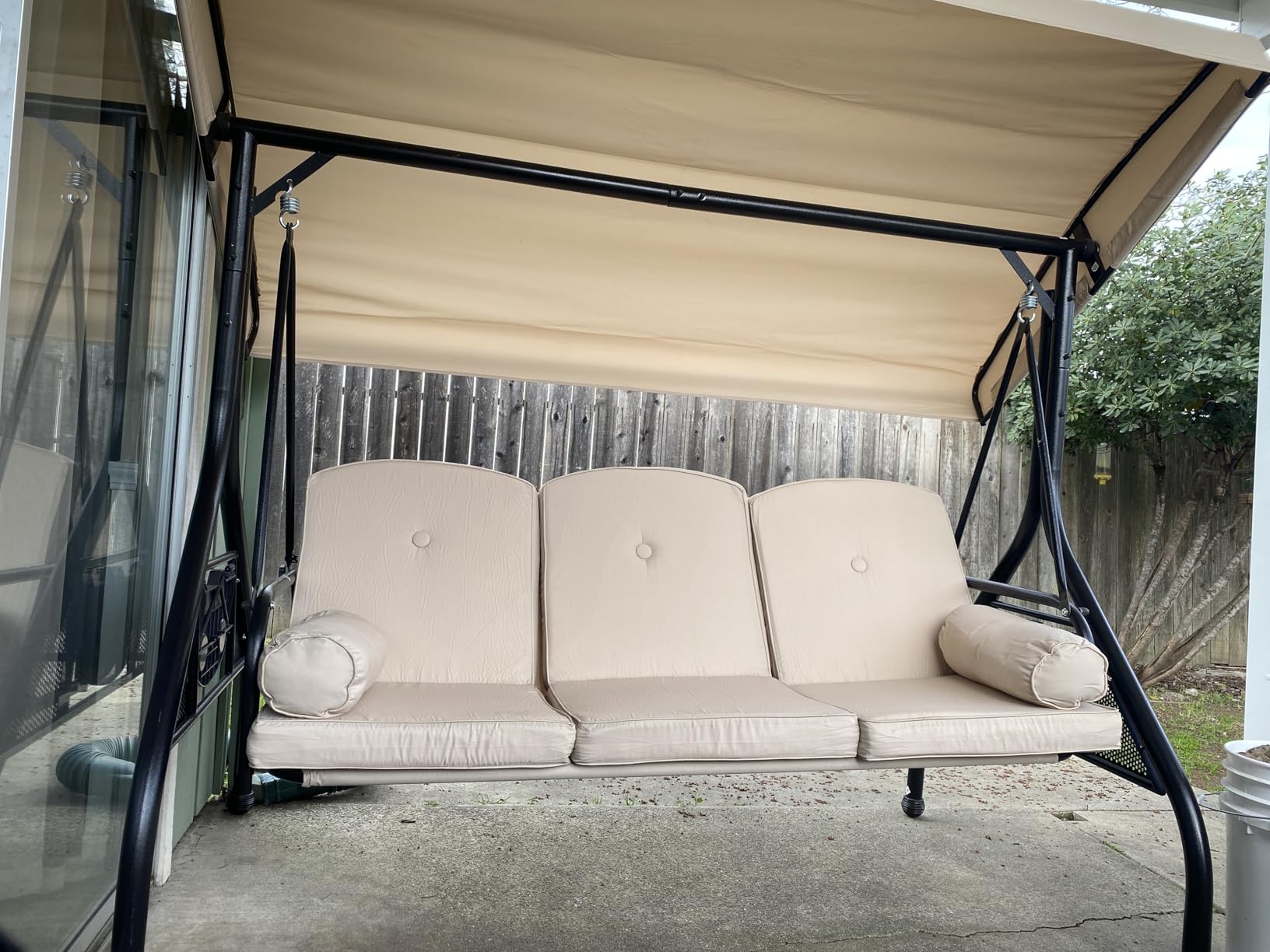 NOBLEMOOD Patio Porch Swing, 3-Seat Outdoor Swing with Adjustable Canopy customer photo 2