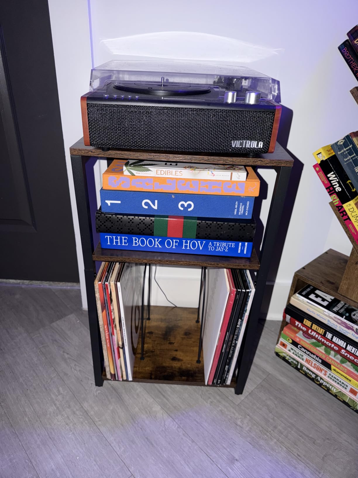 LELELINKY 3 Tier End Table,Record Player Stand with Storage Up to 100 Albums,Turntable Stand for Vinyl,Brown Records Shelf for Living Room Bedroom customer photo 2