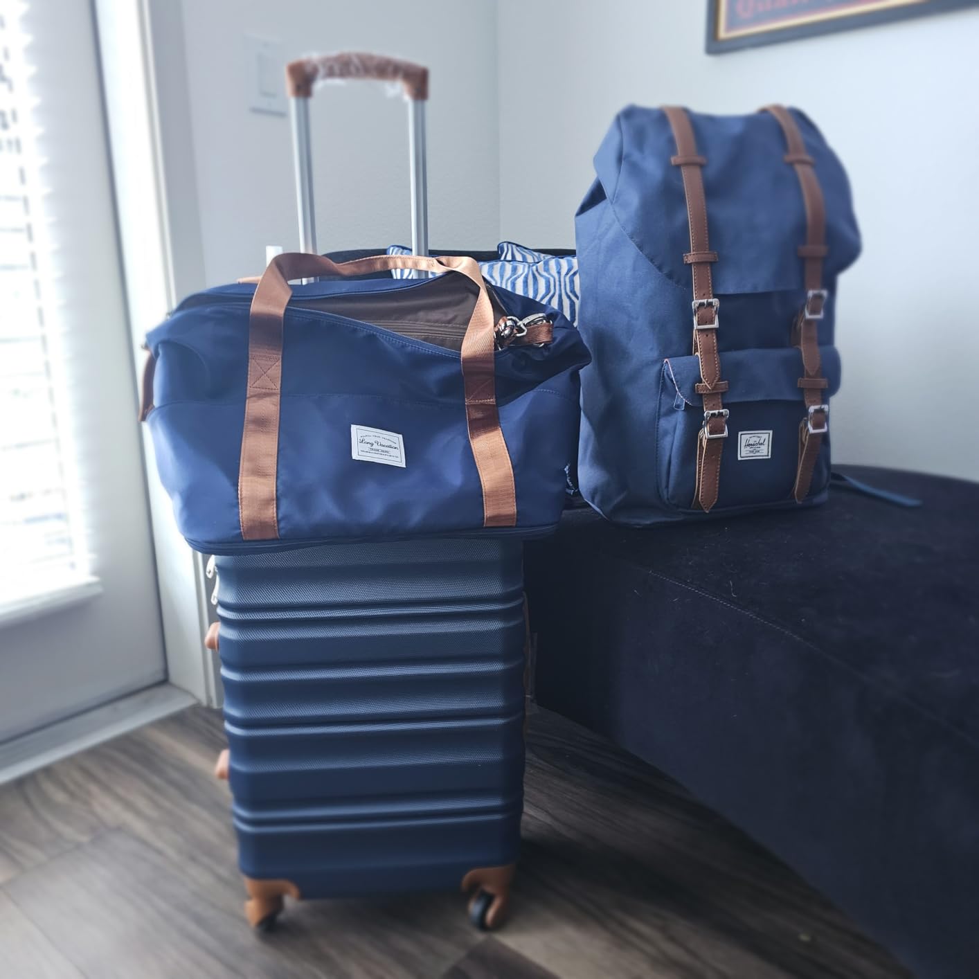 LONG VACATION Luggage Set 6 Piece Luggage ABS hardshell TSA Lock Spinner Wheels Luggage Carry on Suitcase (NAVY, 6 piece set) customer photo 1