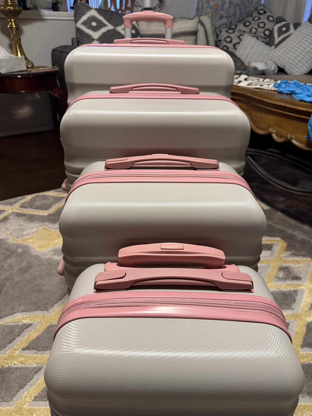 LONG VACATION Luggage Set 6 Piece Luggage ABS hardshell TSA Lock Spinner Wheels Luggage Carry on Suitcase (NAVY, 6 piece set) customer photo 2