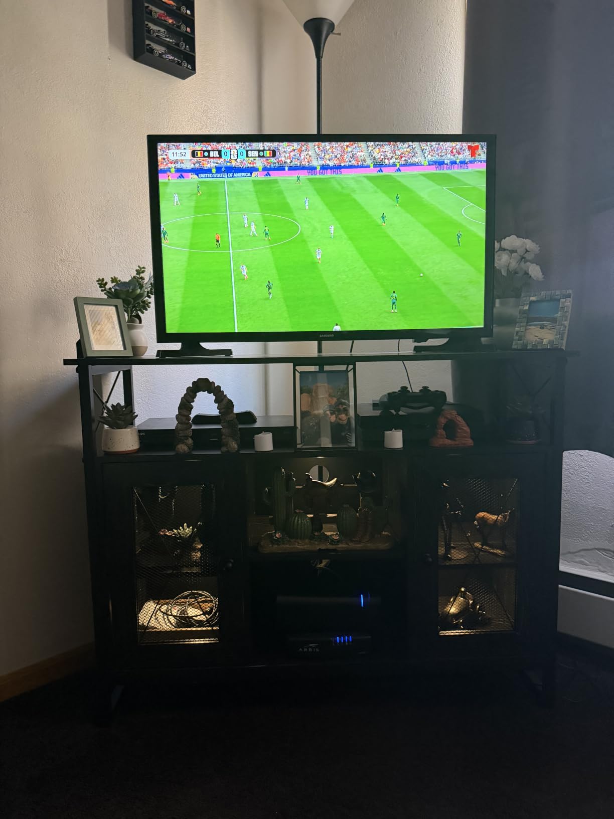 WLIVE TV Stand 55 inch TV, Tall Entertainment Center with Storage, Farmhouse Industrial TV Console for Bedroom Living Room, Rustic Brown customer photo 2