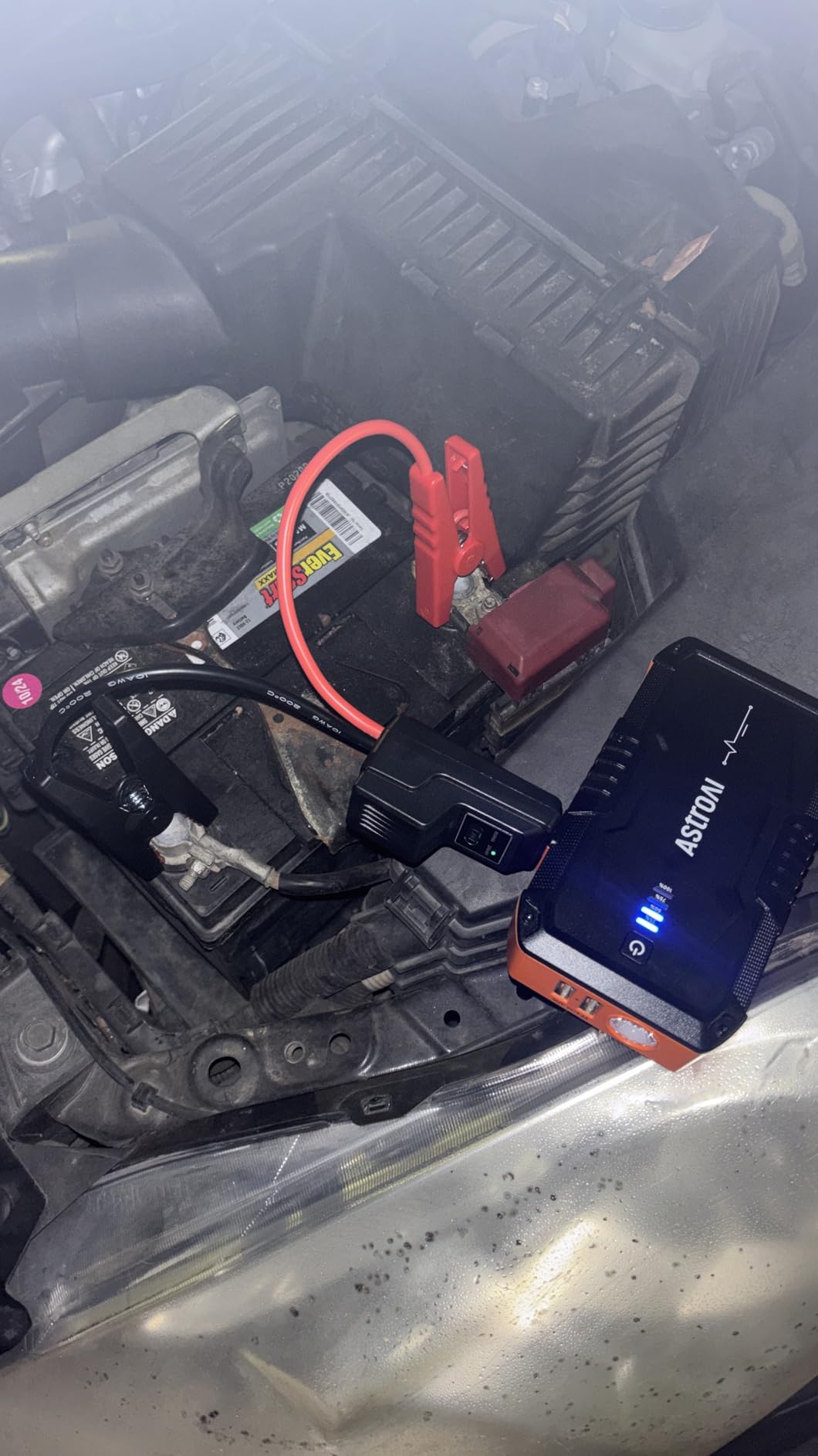 AstroAI S8 Car Battery Jump Starter 1500A - Portable 12V Lithium Jump Box | BOOST for Dead Battery, 3 Mode Flashlight, Power Bank & Smart Jumper Cables - for 6.0L Gas and 3.0L Diesel Engine, Orange customer photo 2