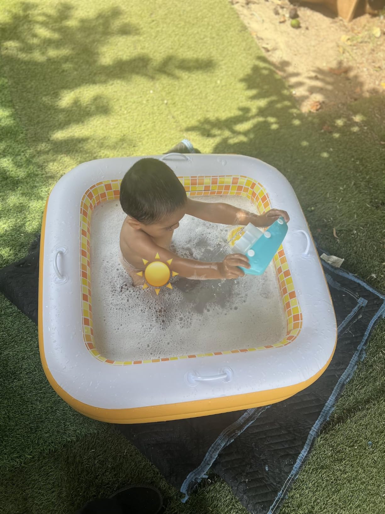 3-in-1 Premium Inflatable Kiddie Pool, Ball Pit & Tanning Pool, Soft Cushioned Floor, Handles, Drain, Shallow Rectangular Blow Up Swimming Pool for Kids, Small Backyard Tanning Pool - 65