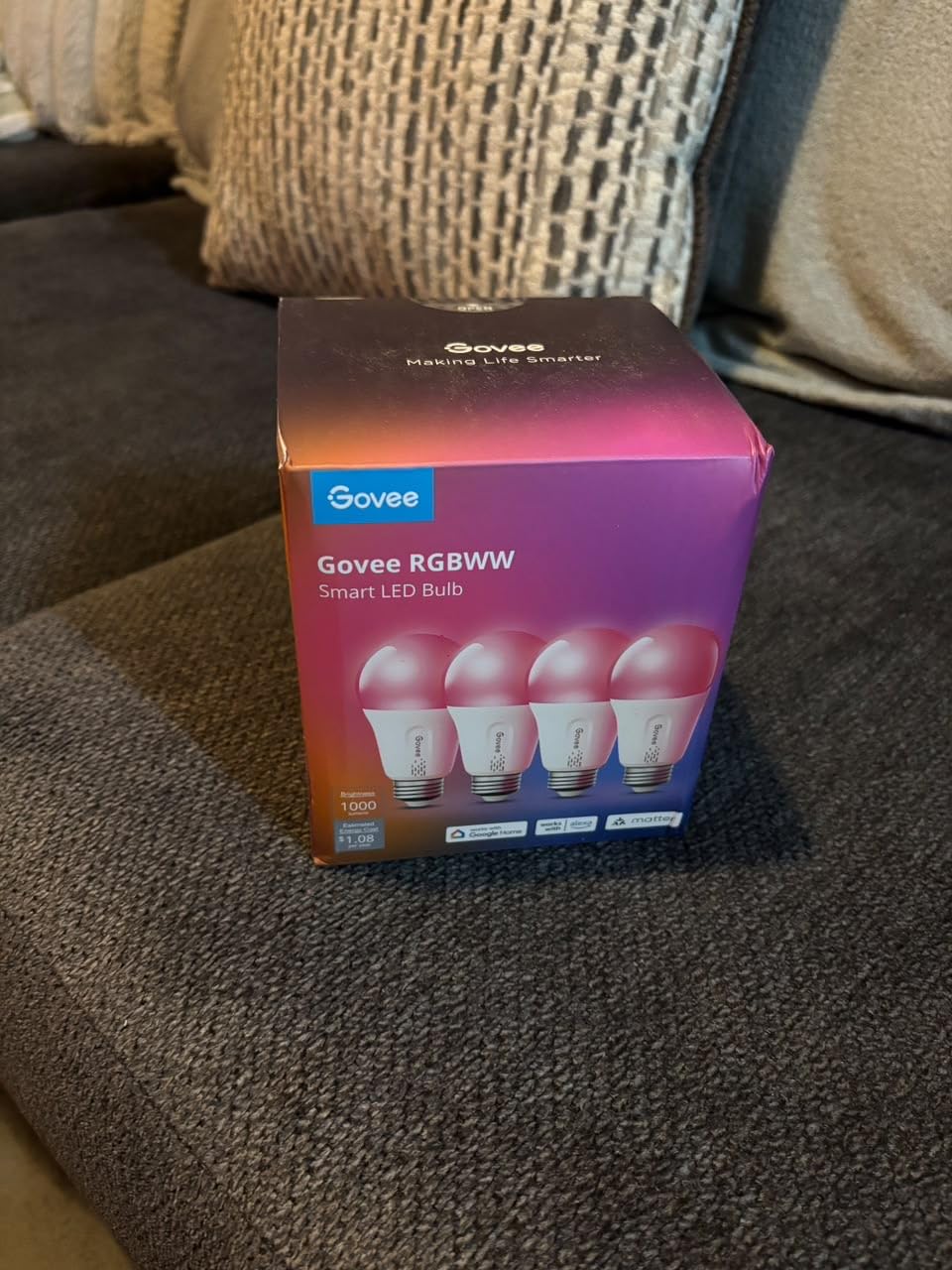 Govee LED Smart Light Bulbs, 1000LM RGBWW A19 75W E26 Base 4 Pack customer photo 1