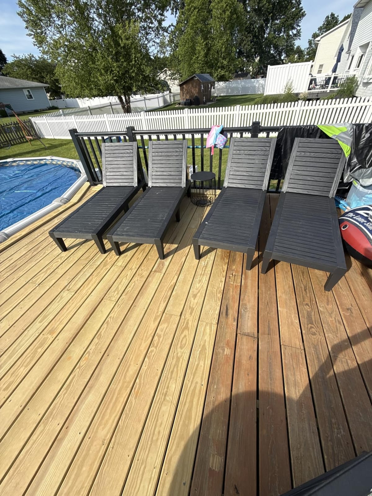 EUNHOO Chaise Lounge Outdoor Set of 4,Adjustable Pool Lounge Chair with 5 Positions Backrest, Waterproof Sun Loungers for Garden Pool Beach Patio Deck Sunbathing.Black customer photo 1