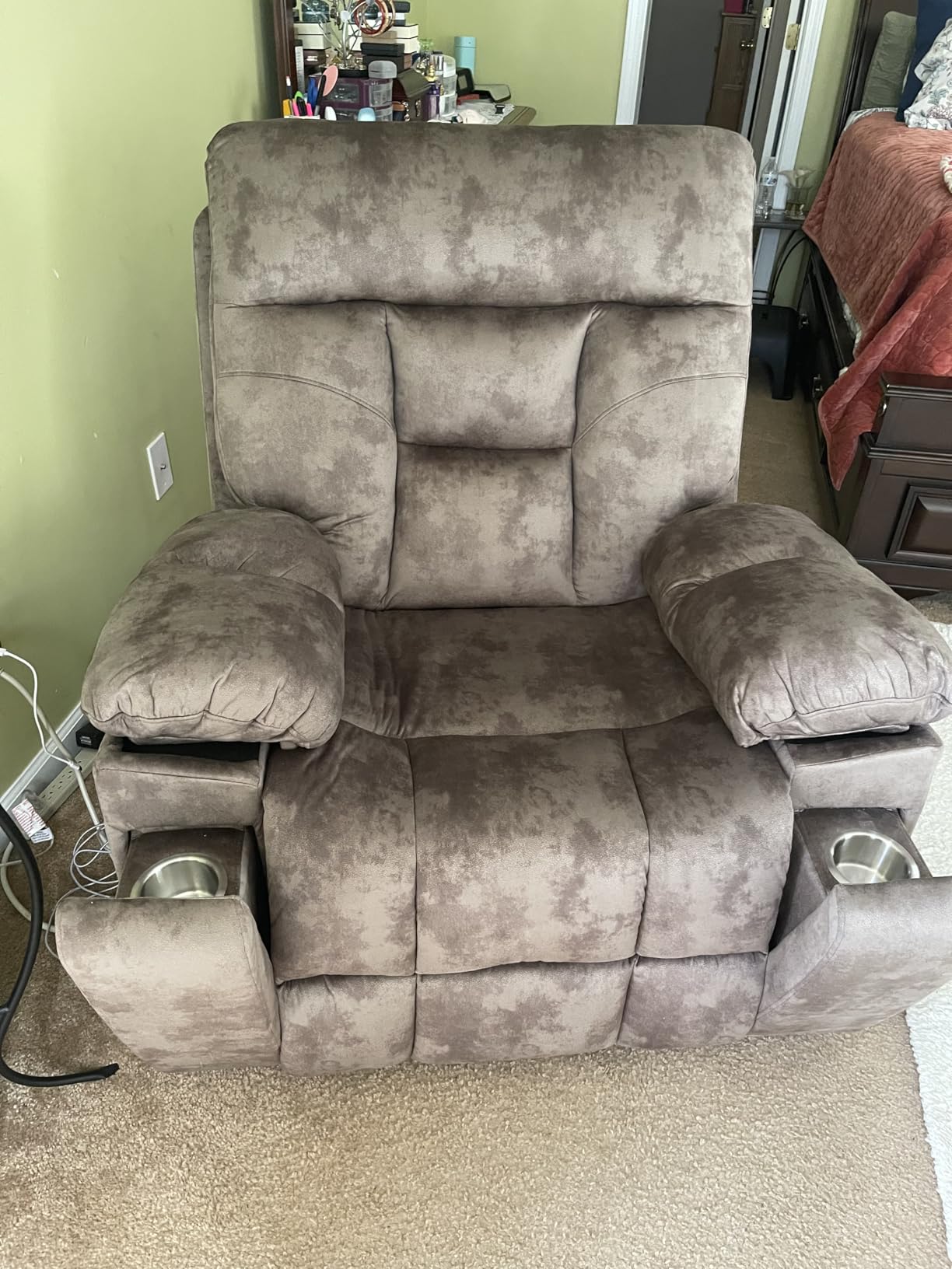 CANMOV Large Power Lift Recliner Chair with Massage and Heat for Elderly Big and Tall People, Overstuffed Wide Recliners with 2 Cup Holders, Side Pocket and USB Port, Camel customer photo 1