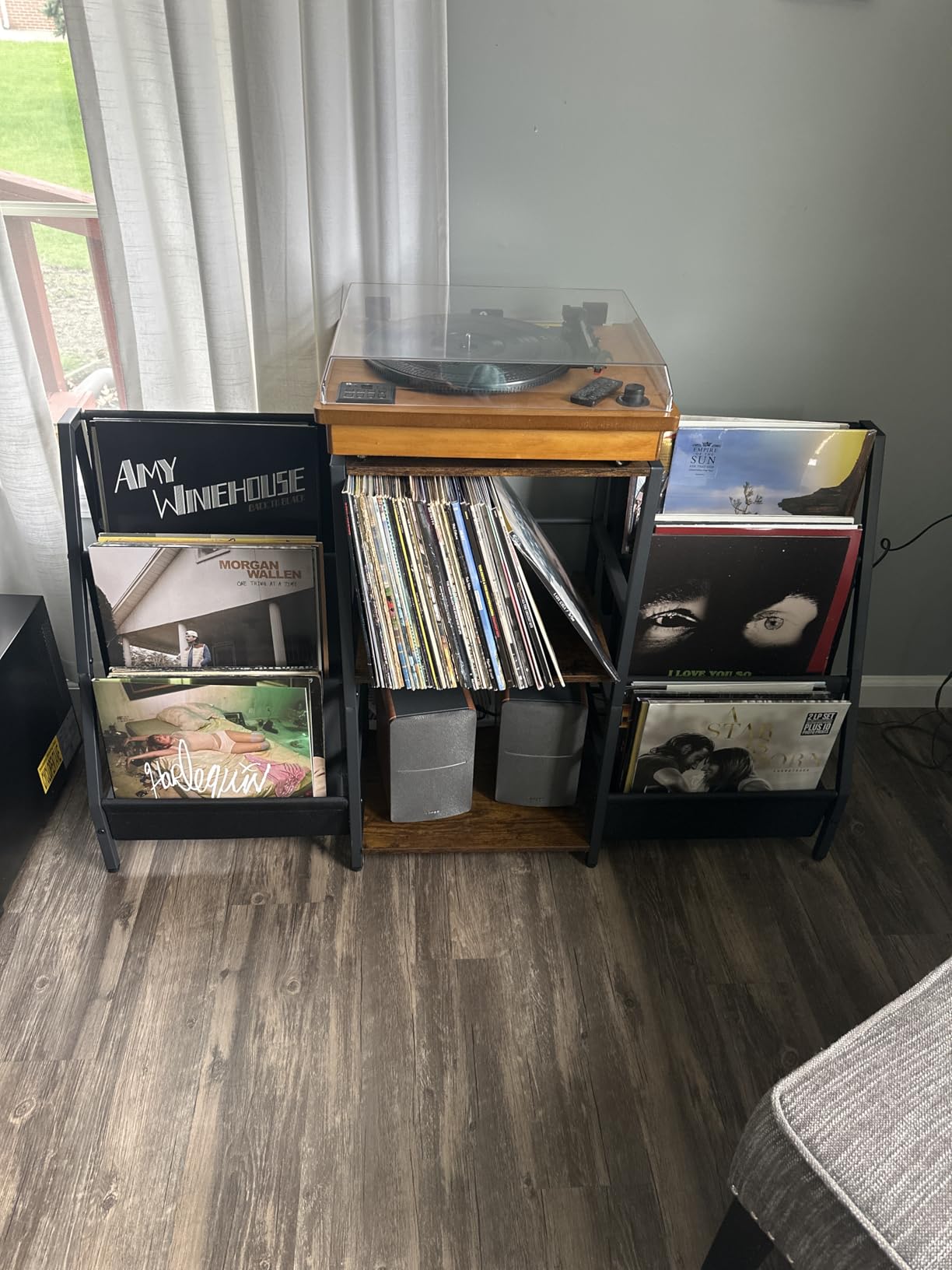 Record Player Stand with Vinyl Storage, Record Player Table with Vinyl Record Storage Up to 280 Albums, Turnta ble Stand with Record Holder Display Shelf, Record Cabinet for Media Stereo Audio customer photo 2