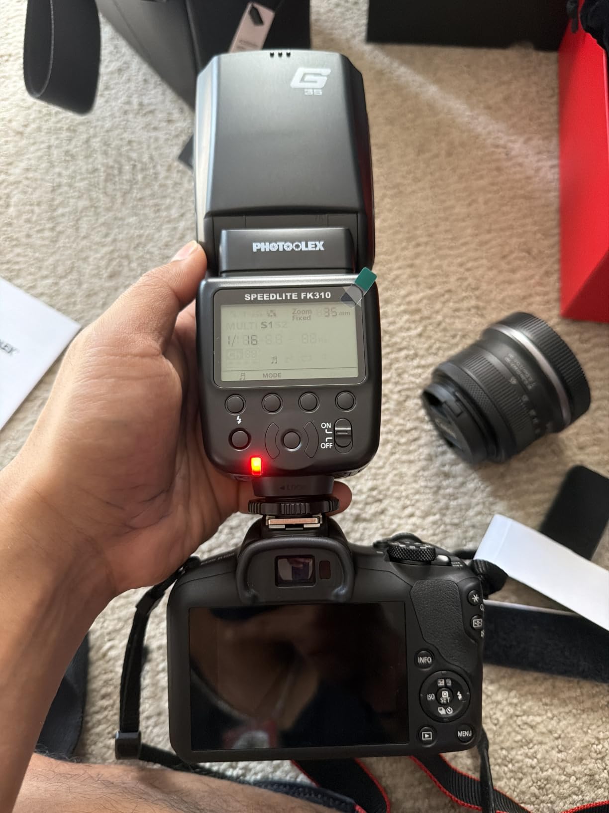 PHOTOOLEX Camera Flash Speedlite FK310, GN33 LCD Display, Manual S1/S2 customer photo 2