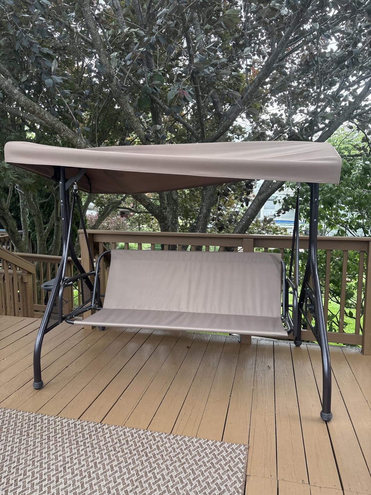 HOMREST 3 Seat Porch Swing with Adjustable Canopy, Patio Swing with Stand customer photo 1