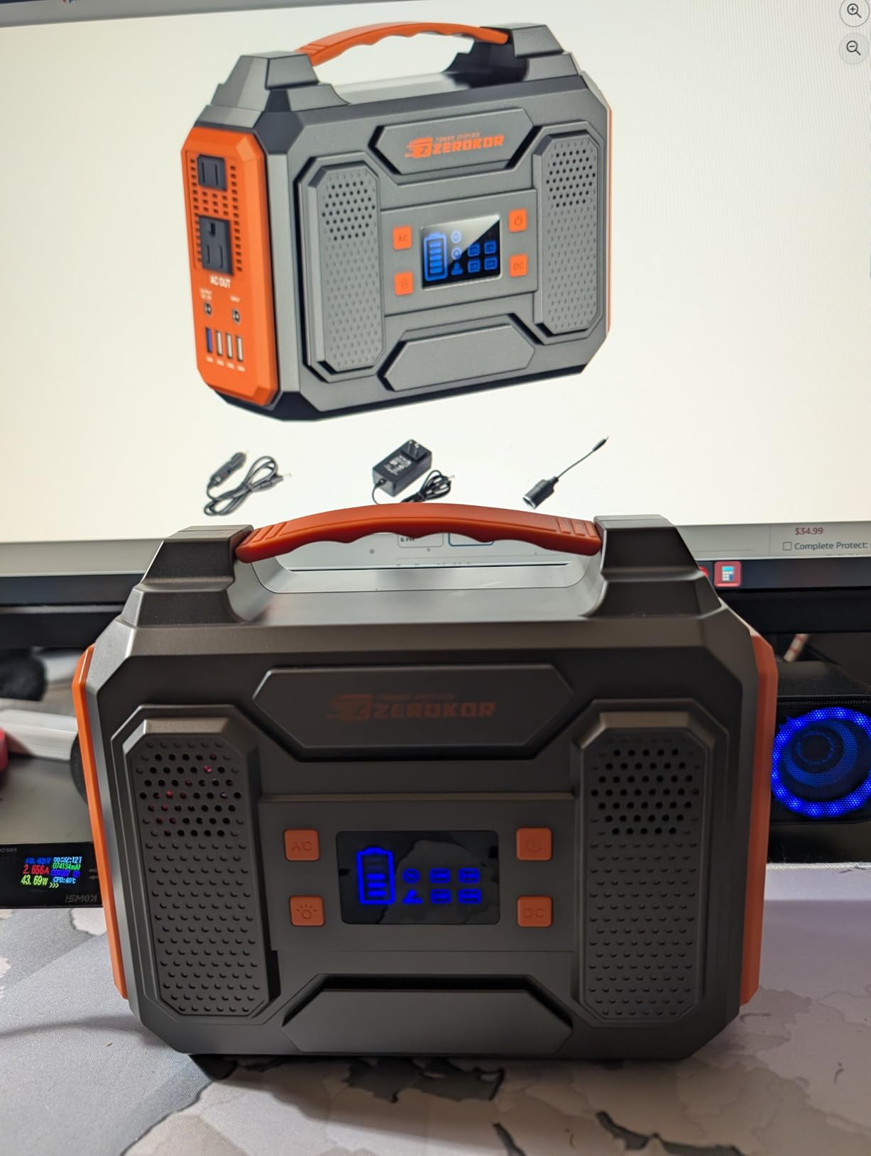 Portable Solar Generator 300W Portable Power Station with 60W Solar Panel | 110V Pure Sine Wave 280Wh Battery Solar Power Pack with USB QC3.0 DC AC Outlet for Camping Smart Device RV Van Outdoor-Orange customer photo 2