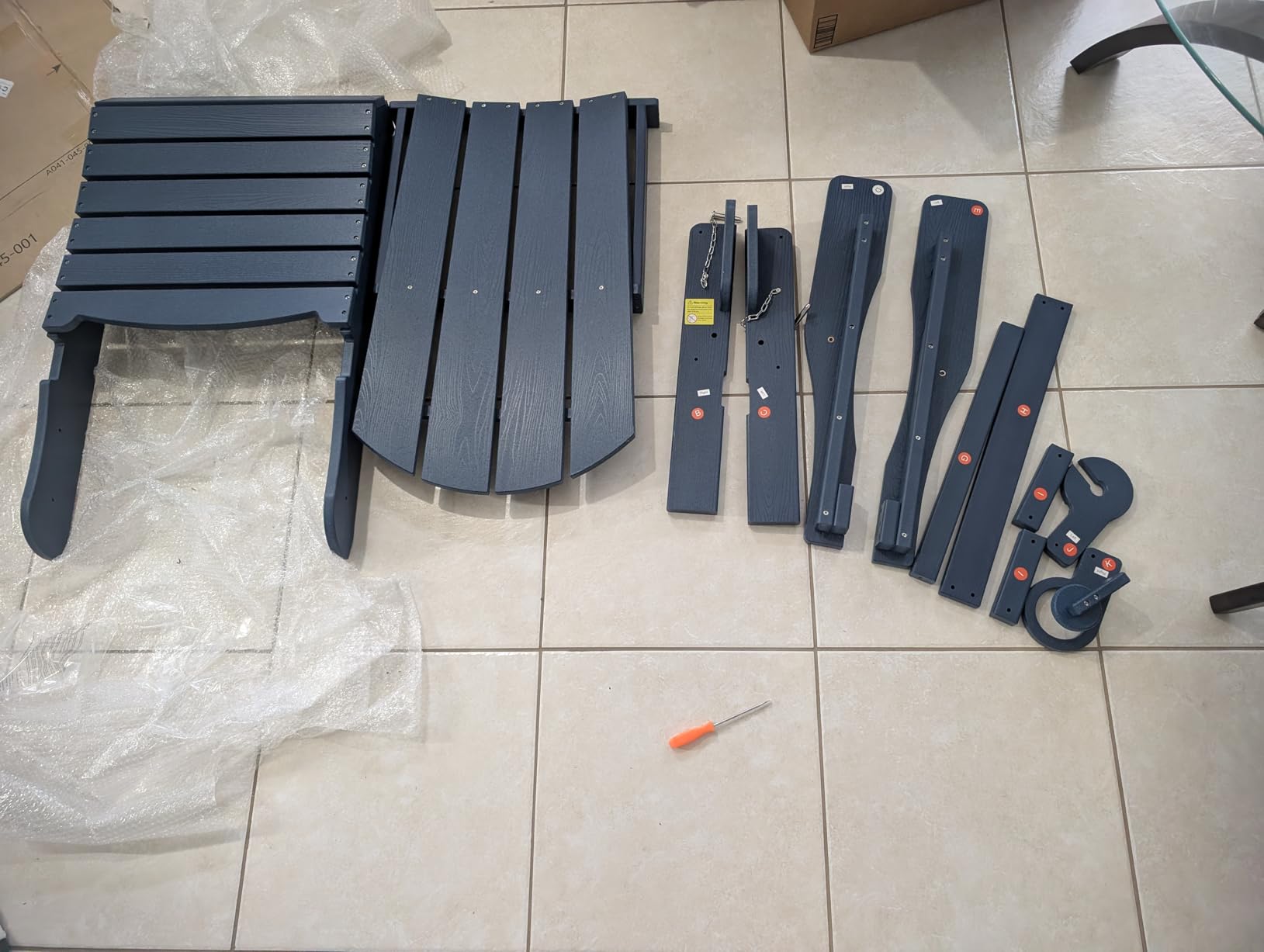 SERWALL Outdoor Adirondack Chair Set of 2 with 2 Cup Holders,Foldable,Grey customer photo 1