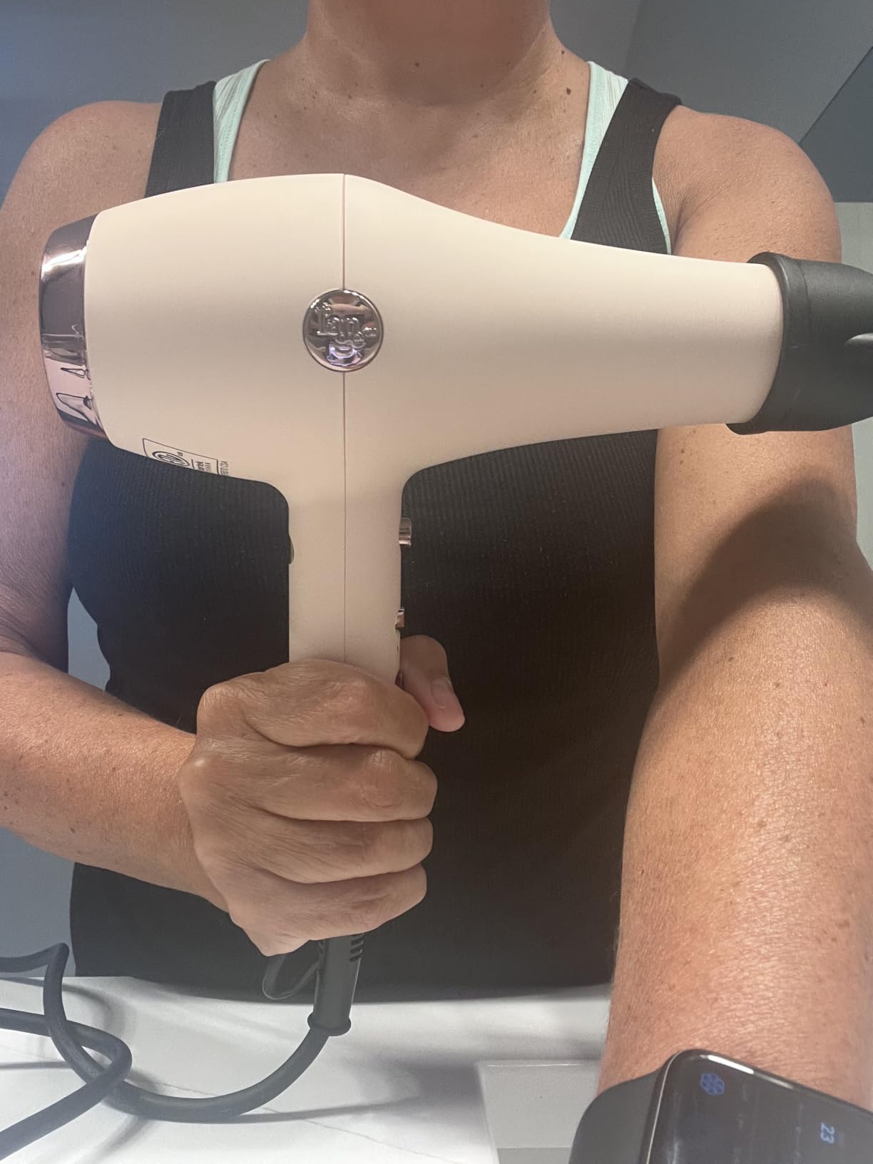 L’Ange Hair Soleil Professional Hair Dryer | Fast Drying Ionic Blow Dryer for Frizz-Free Results | 3 Heat Settings with Cool Shot Feature | Lightweight Hairdryer with Concentrator 1875W | Black customer photo 2