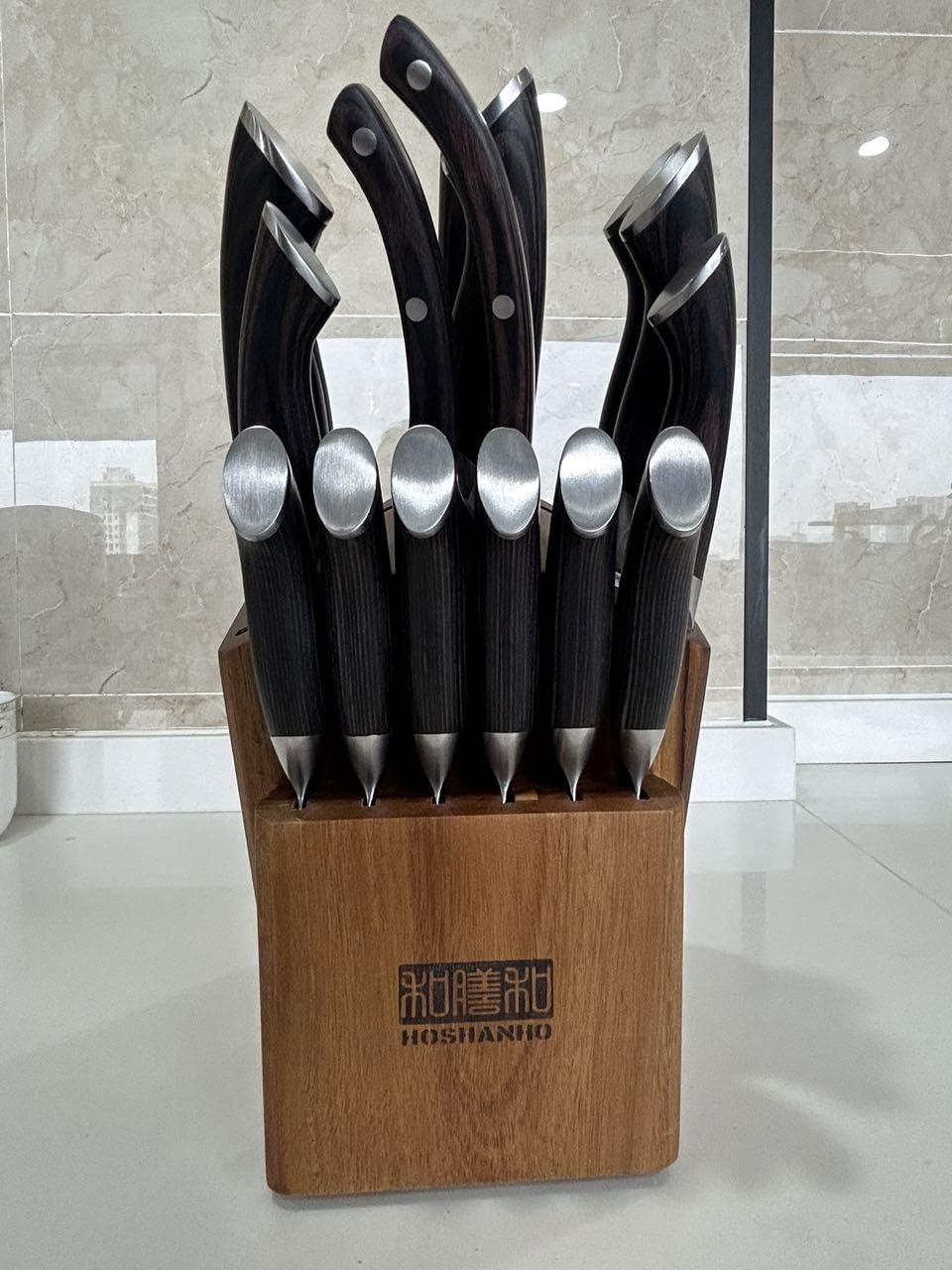 HOSHANHO 16PCS Knife Set, Ultra Sharp Japanese Kitchen Knife Set with Block customer photo 1