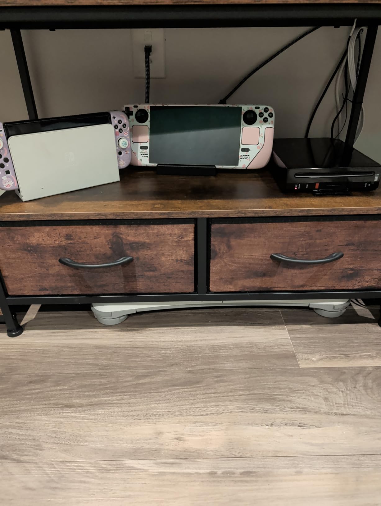 GYIIYUO TV Stand with Fabric Drawer - Entertainment Center and Industrial TV Console Table with Open Storage Shelves for Living Room, Bedroom - 55.1