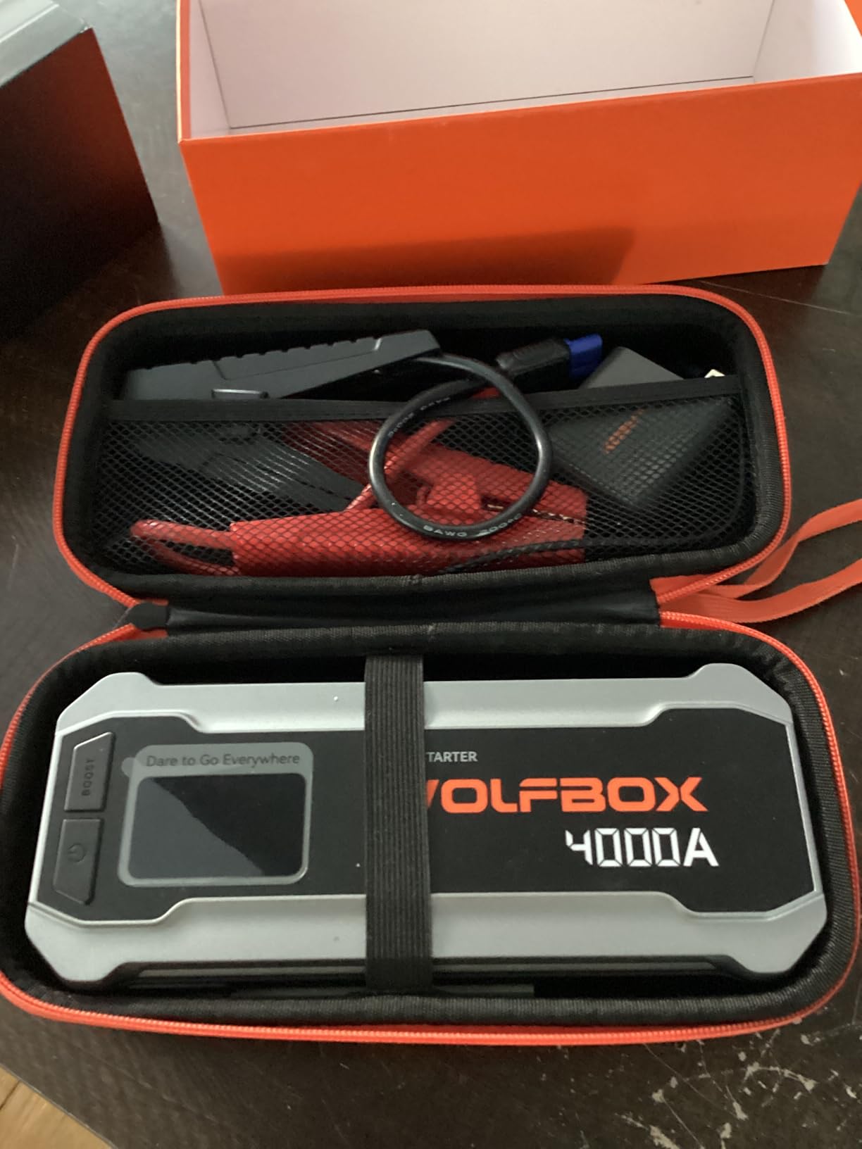 WOLFBOX 4000A Jump Starter,12V Car Battery Jumper Starter Portable with 65W Quick Charger,LED Display,88.8Wh Booster Jump Box Pack (10L Gas 10L Diesel Engine) with LED Light,Jumper Cables, MV24 customer photo 1