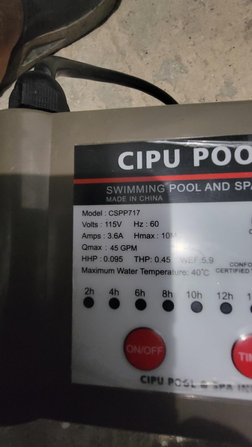 CIPU Pool Pump with Timer 2700GPH 115V Powerful Self Priming Above Ground Swimming Pool Pump 0.35HP with Filter Basket Low Noise for Pools Hot Tub Spa Water Circulation customer photo 1