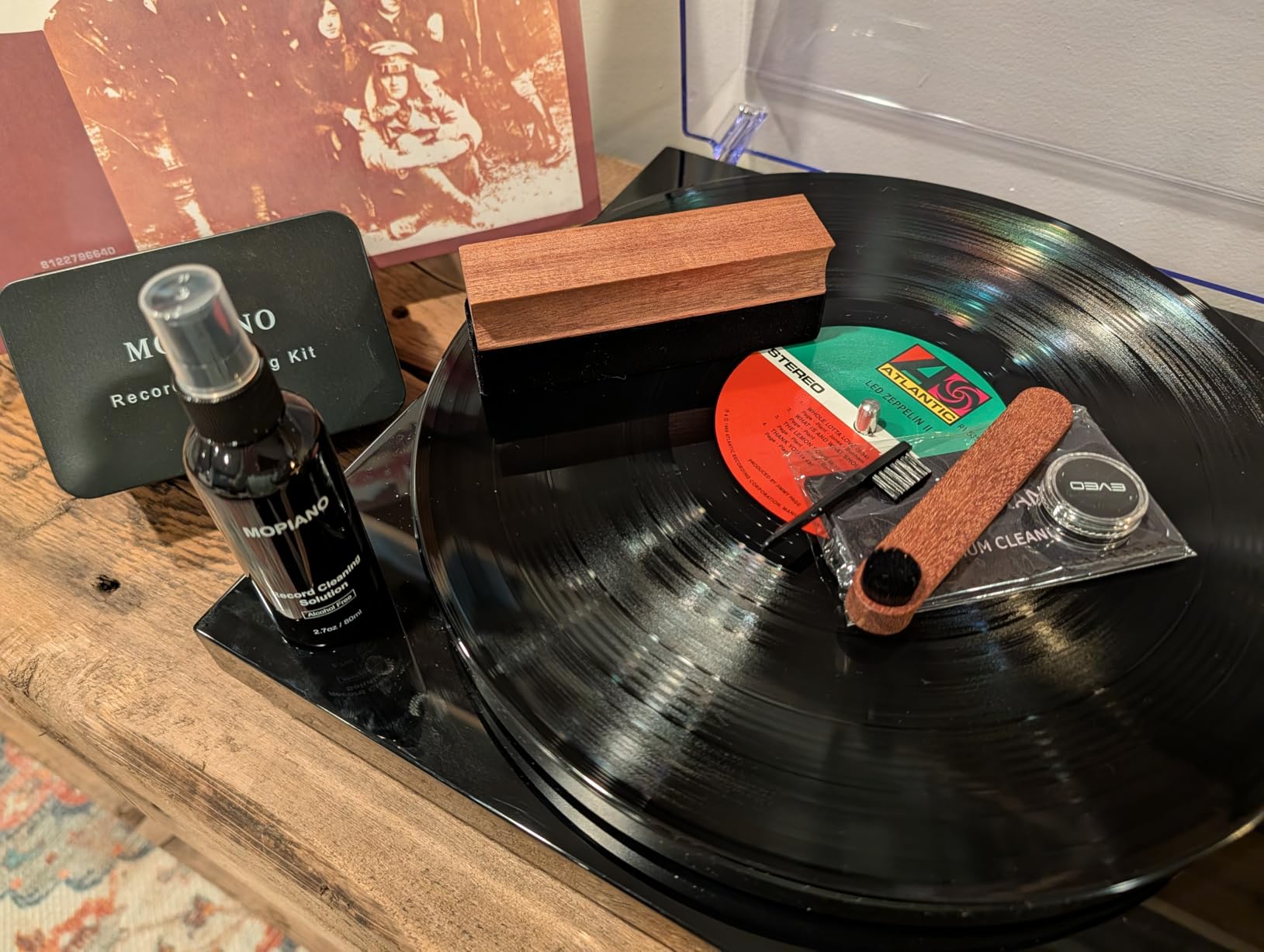 Mopiano Vinyl Record Cleaning Kit|Complete 6-in-1 Vinyl Record Cleaner Kit for Albums|Includes Soft Velvet Vinyl Record Brush,LP Cleaning Liquid,Stylus Brush,Nylon Brush,Microfiber Cloth & Storage Box customer photo 1