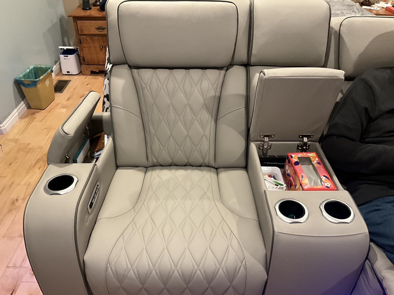 Signature Design by Ashley Power Reclining Loveseat with Console, Gray customer photo 1
