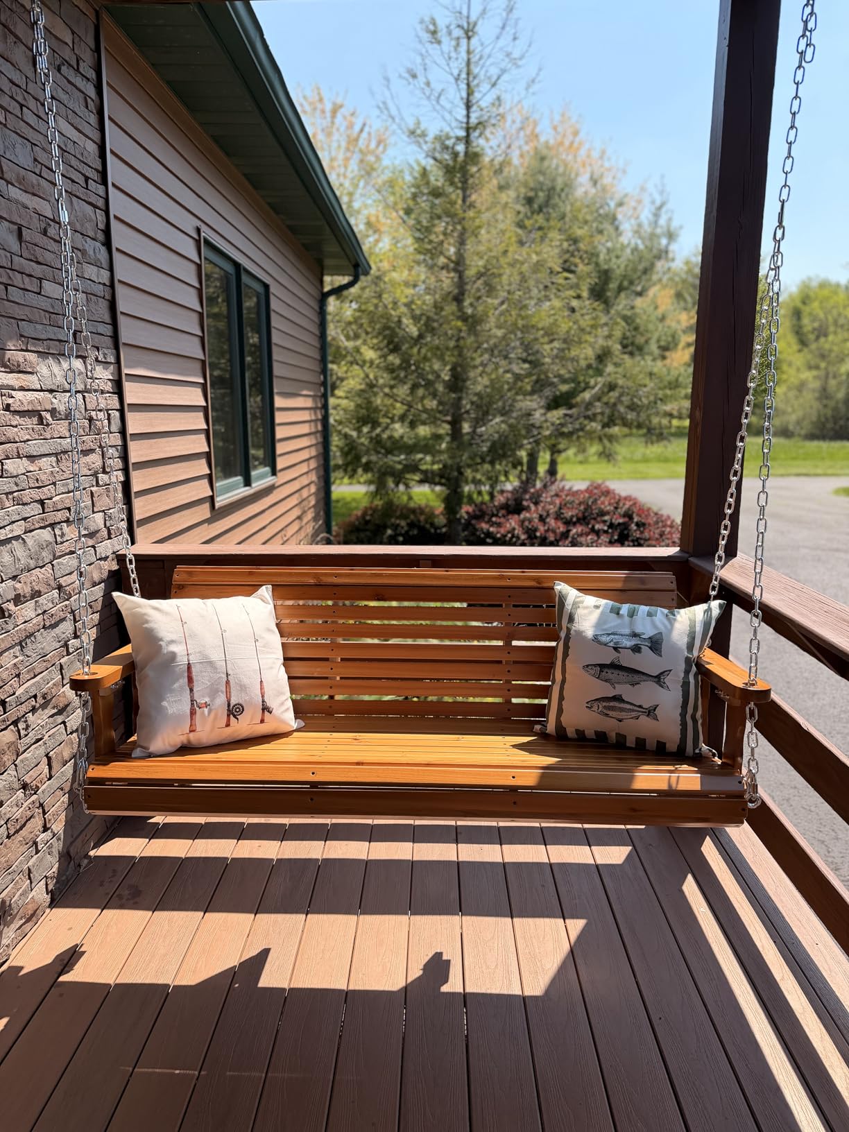 VINGLI 2026 Upgraded 5 FT Wooden Porch Swing, 880 LBS Heavy Duty, Rustic customer photo 1