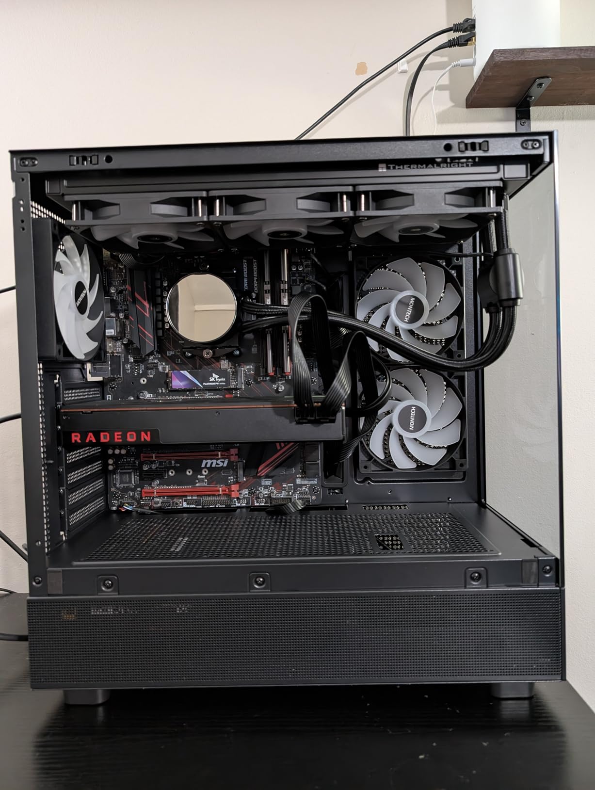 MONTECH XR Panoramic High Airflow ATX PC Case, 3 ARGB PWM Fans, Black customer photo 2