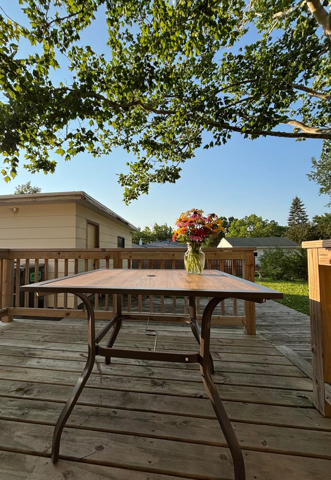 MFSTUDIO Outdoor Dining Table for 6, Long Metal Table w/Umbrella Hole customer photo 2