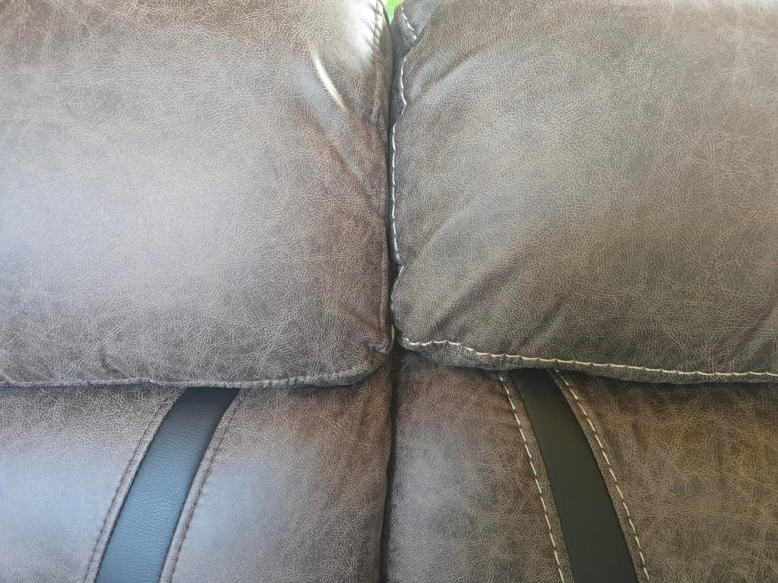 EBELLO Faux Leather Manual Loveseat Recliner, 2 Seat Reclining Sofa Chair with Center Console, Hidden Storage and Cup Holders, Daul Recliner for Living Room, Meeting Room, Brown (Loveseat) customer photo 1